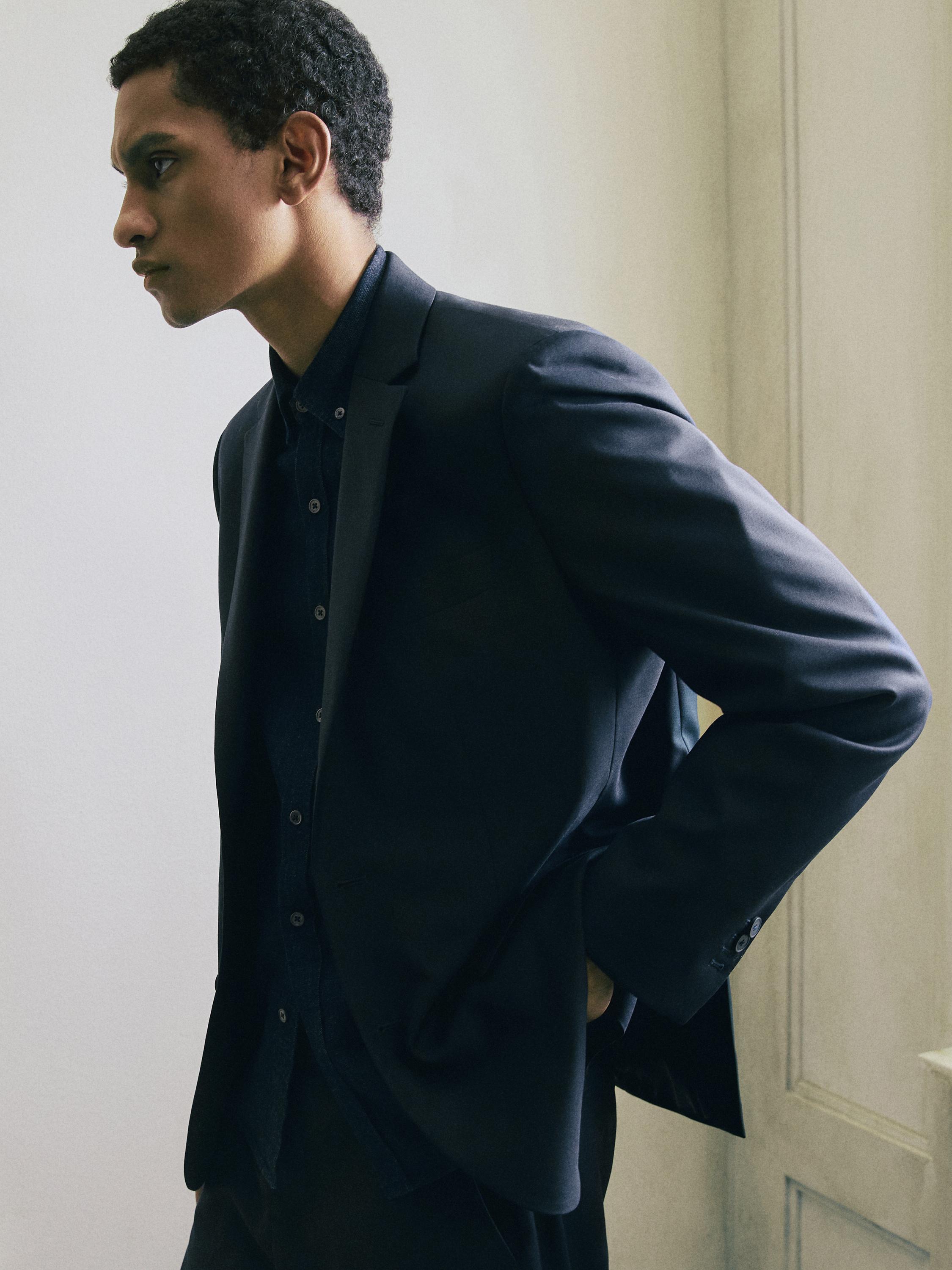 Wool blend trousers — NAVY BLUE