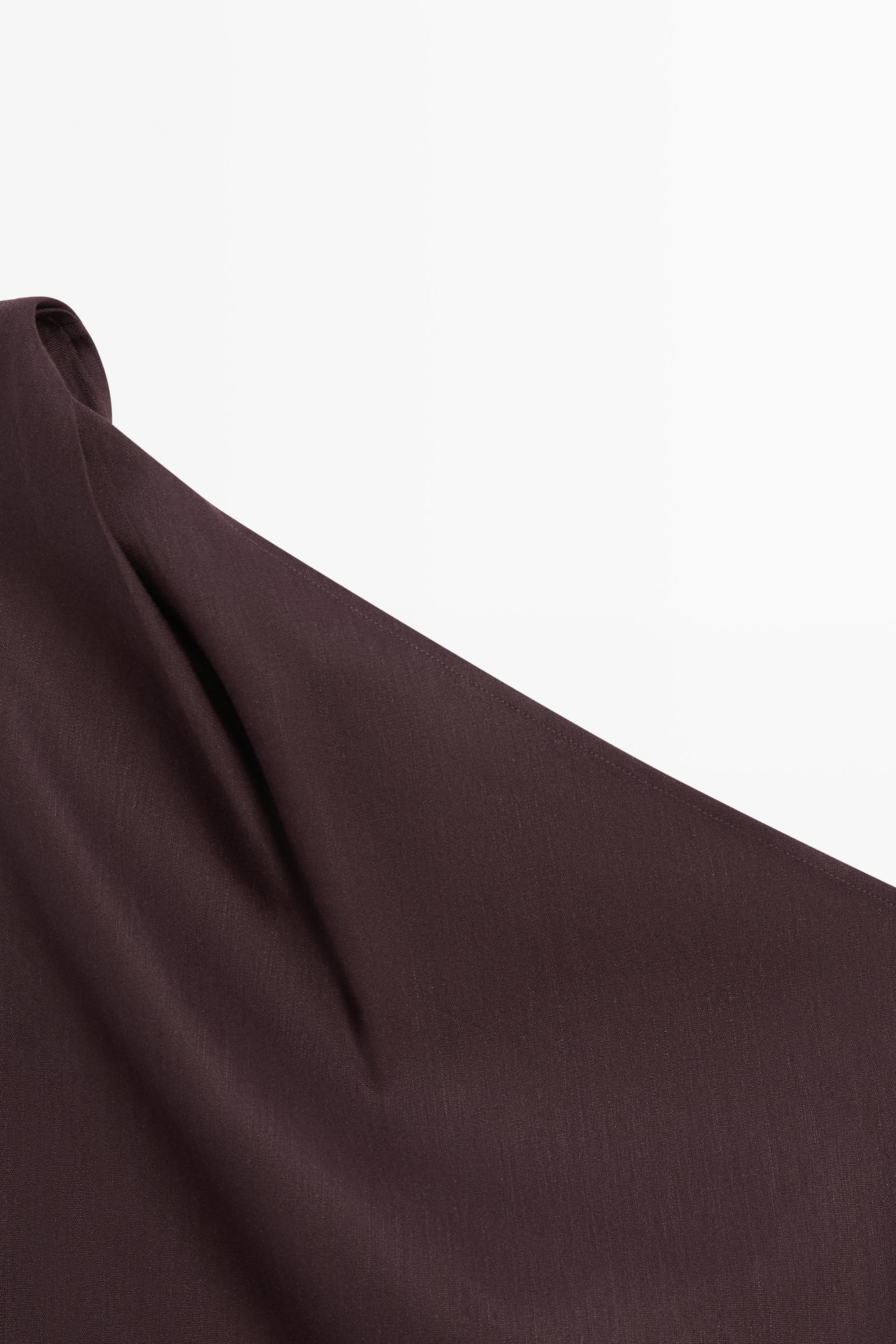 Asymmetric linen blend dress — BROWN