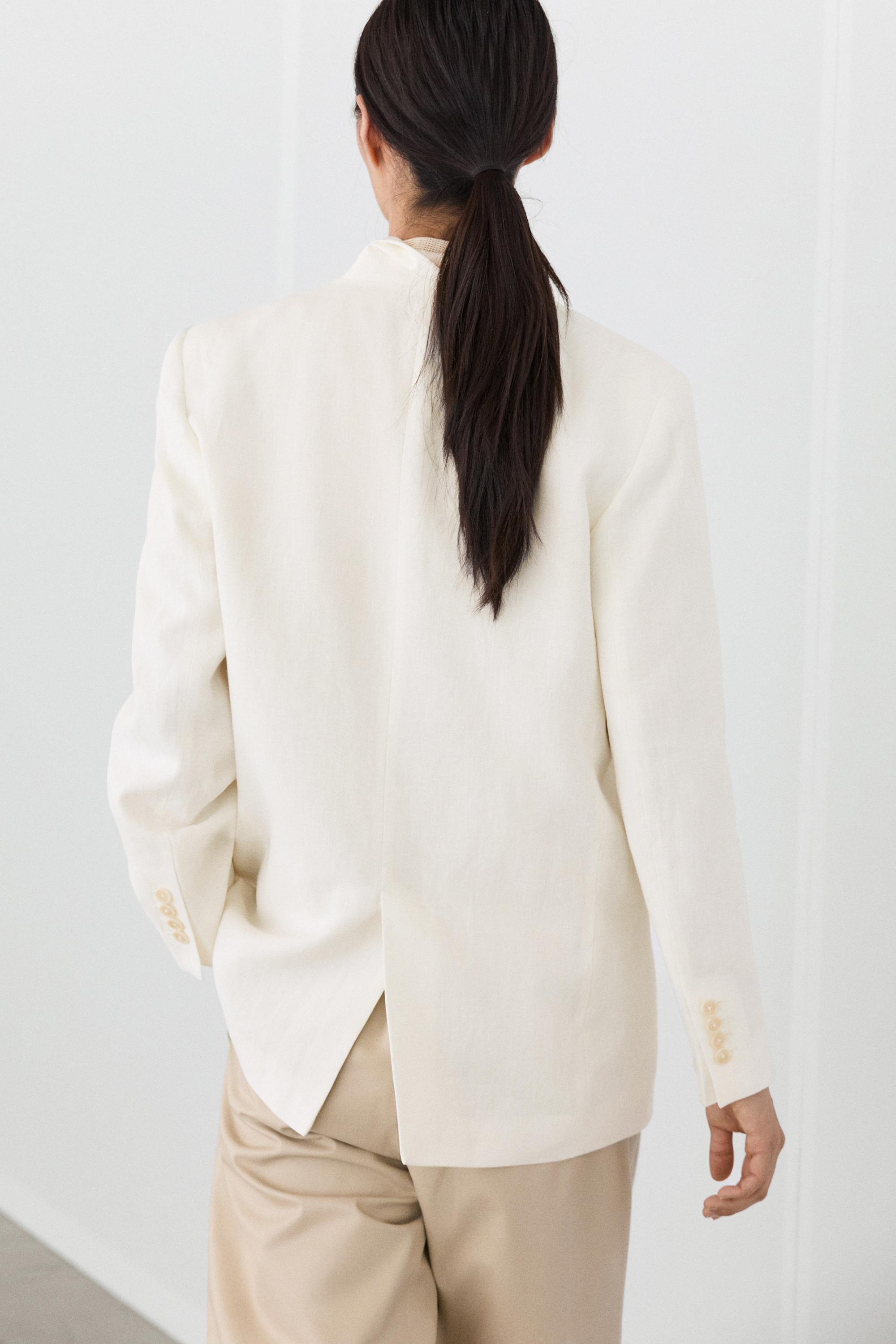 100% linen oversize blazer — Off white