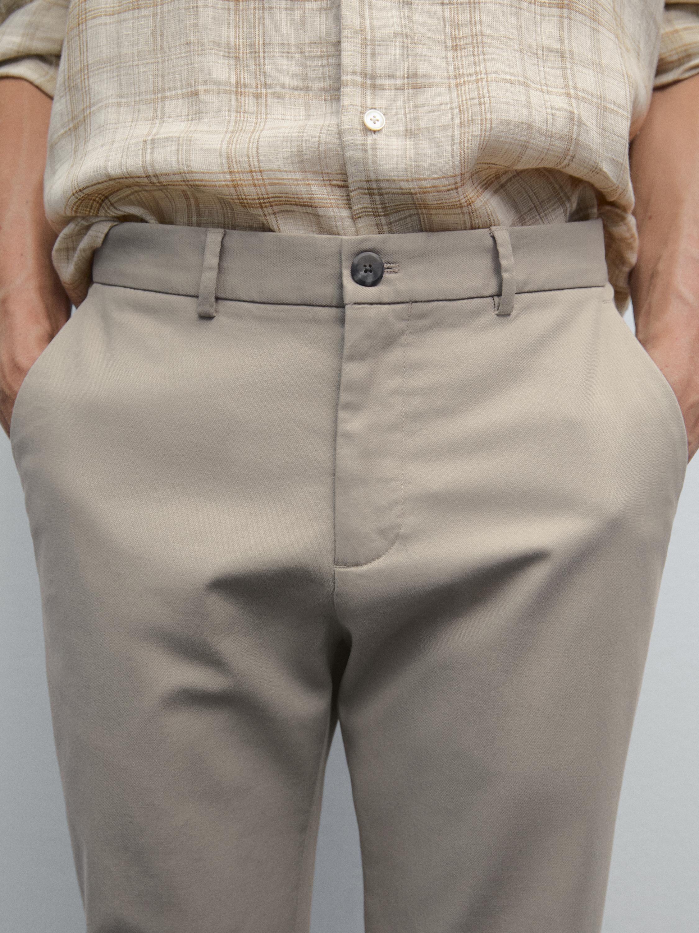 Slim fit textured trousers