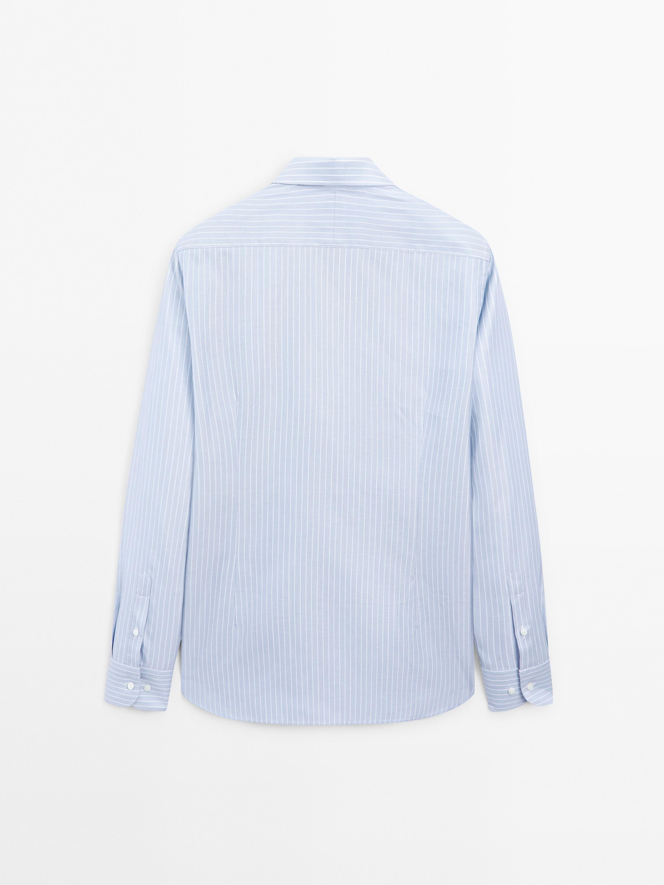 Slim fit striped 100% cotton shirt