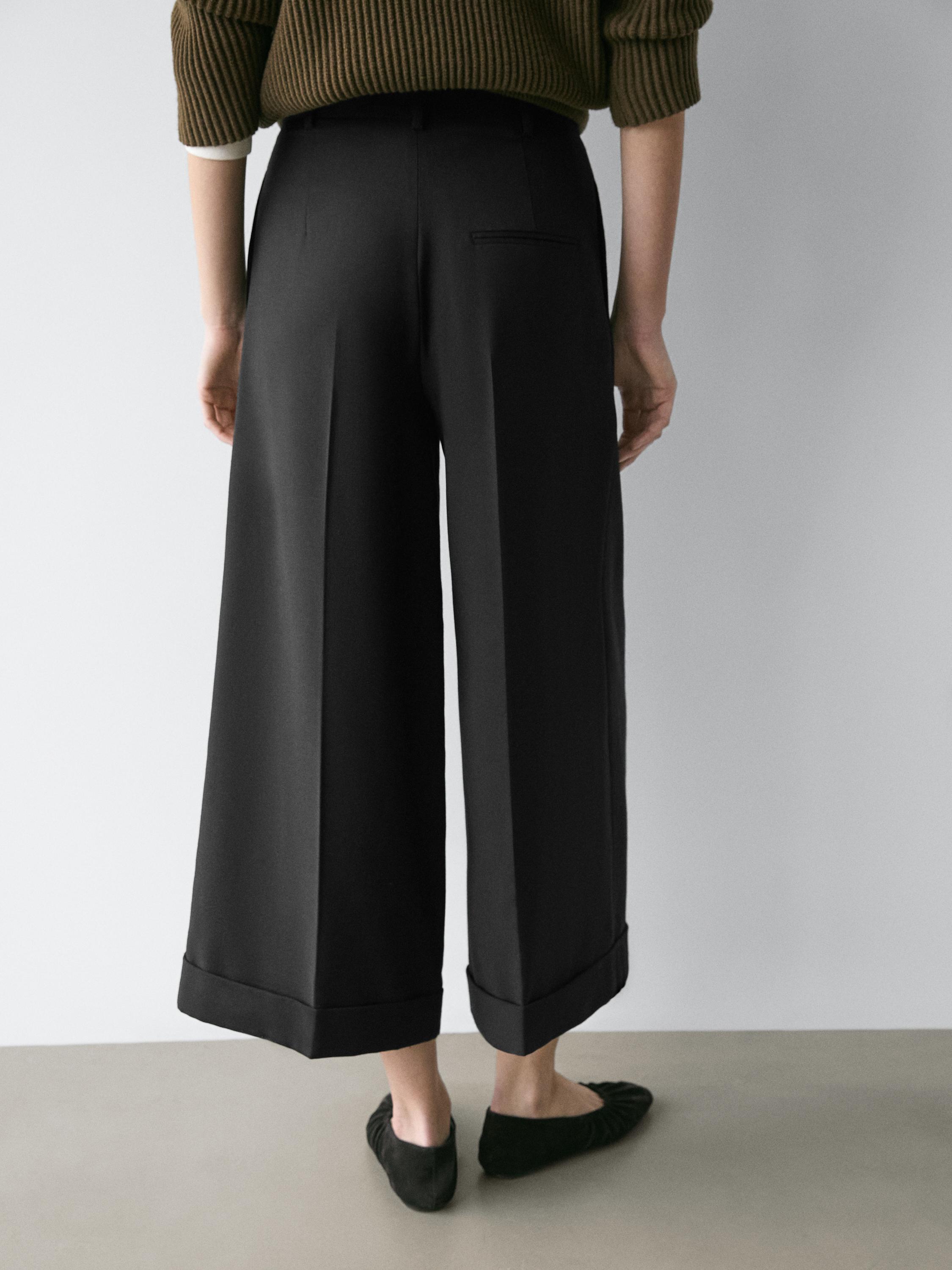 Flowing trousers with darts — BLACK