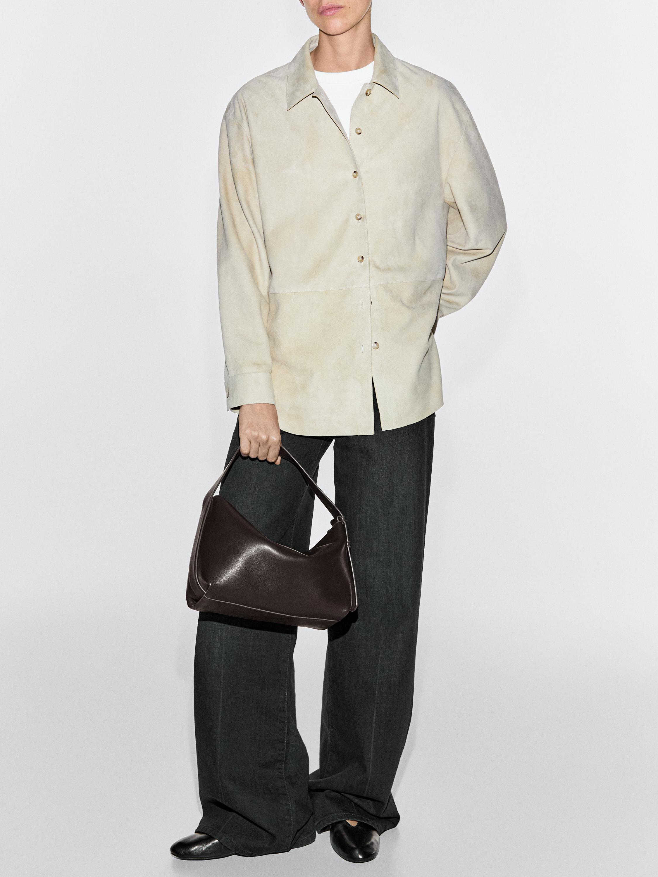 Small nappa leather shoulder bag — BROWN
