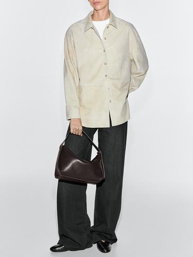 Small nappa leather shoulder bag — BROWN 1