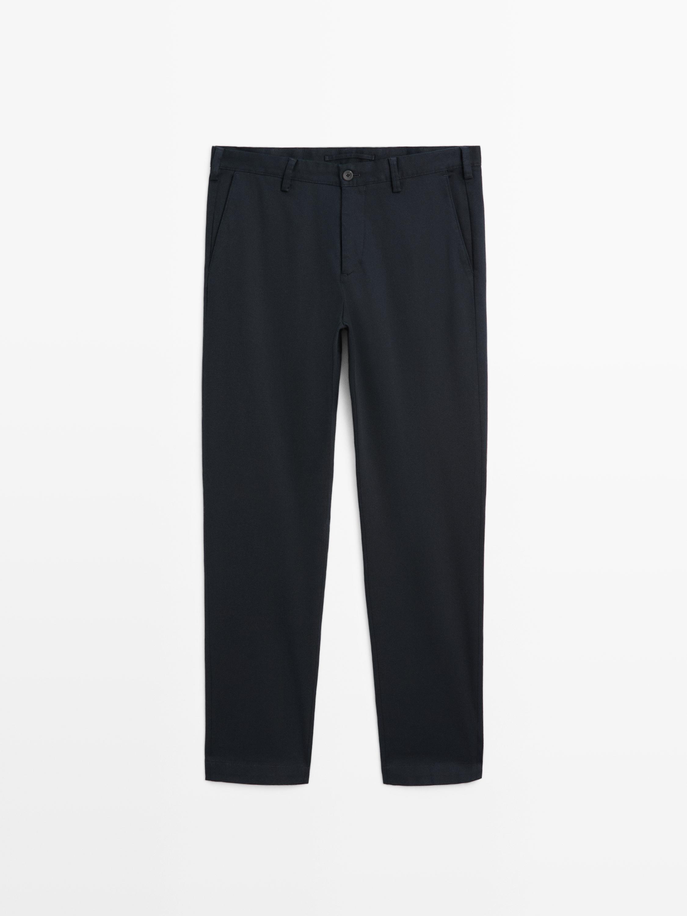 Slim fit textured trousers