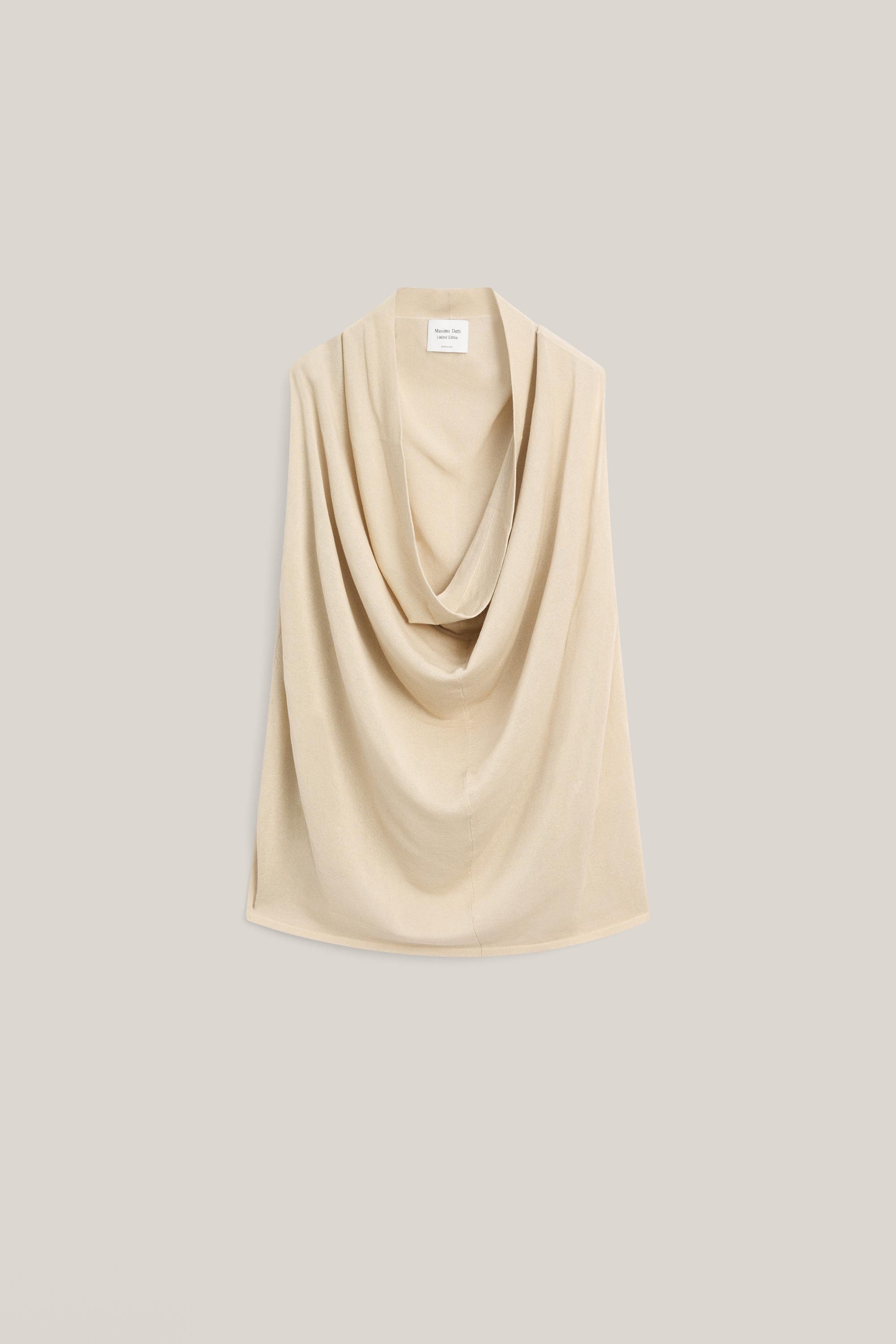 Silk blend top with cowl neckline - LIMITED EDITION — SAND