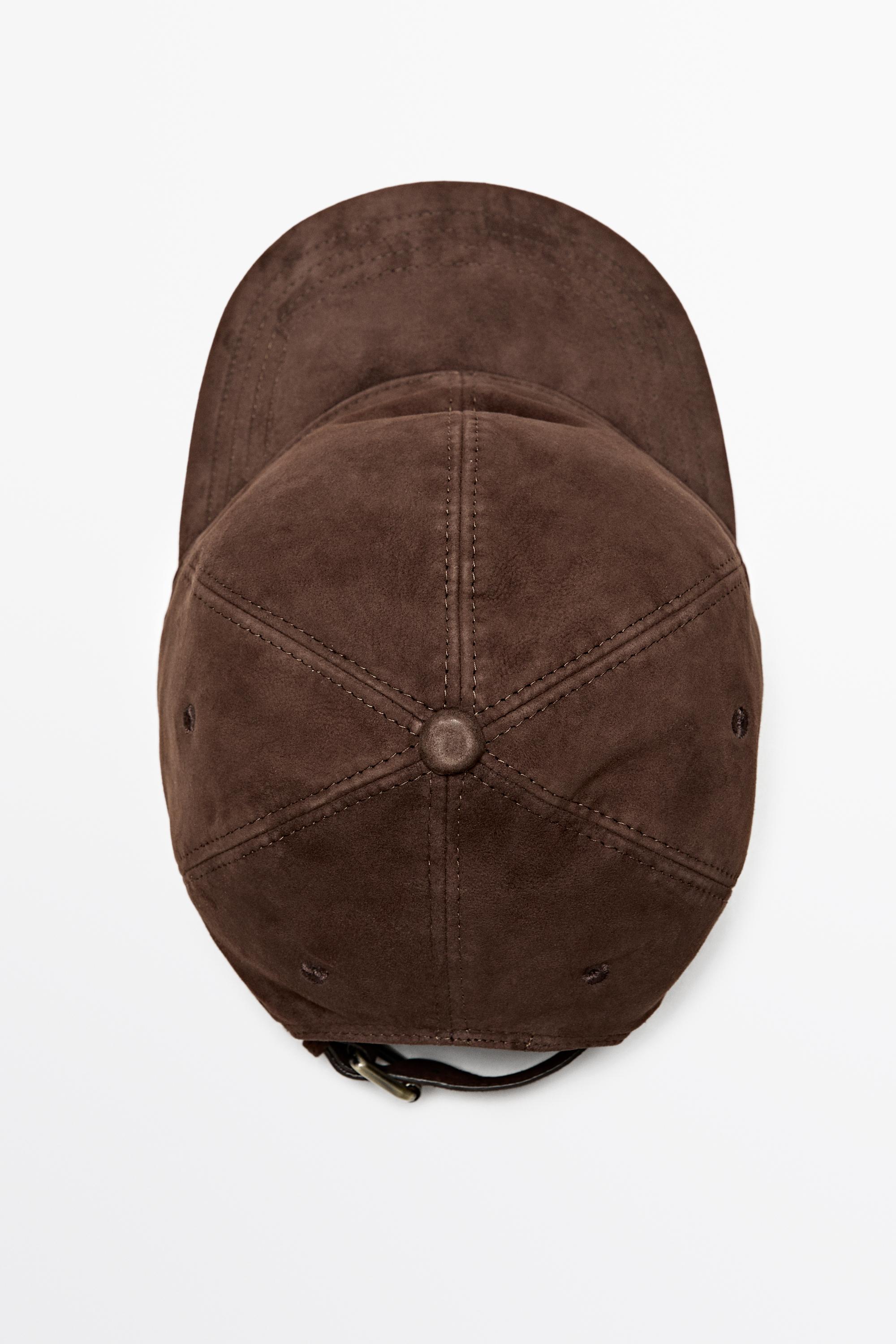 Suede leather cap — Caramel