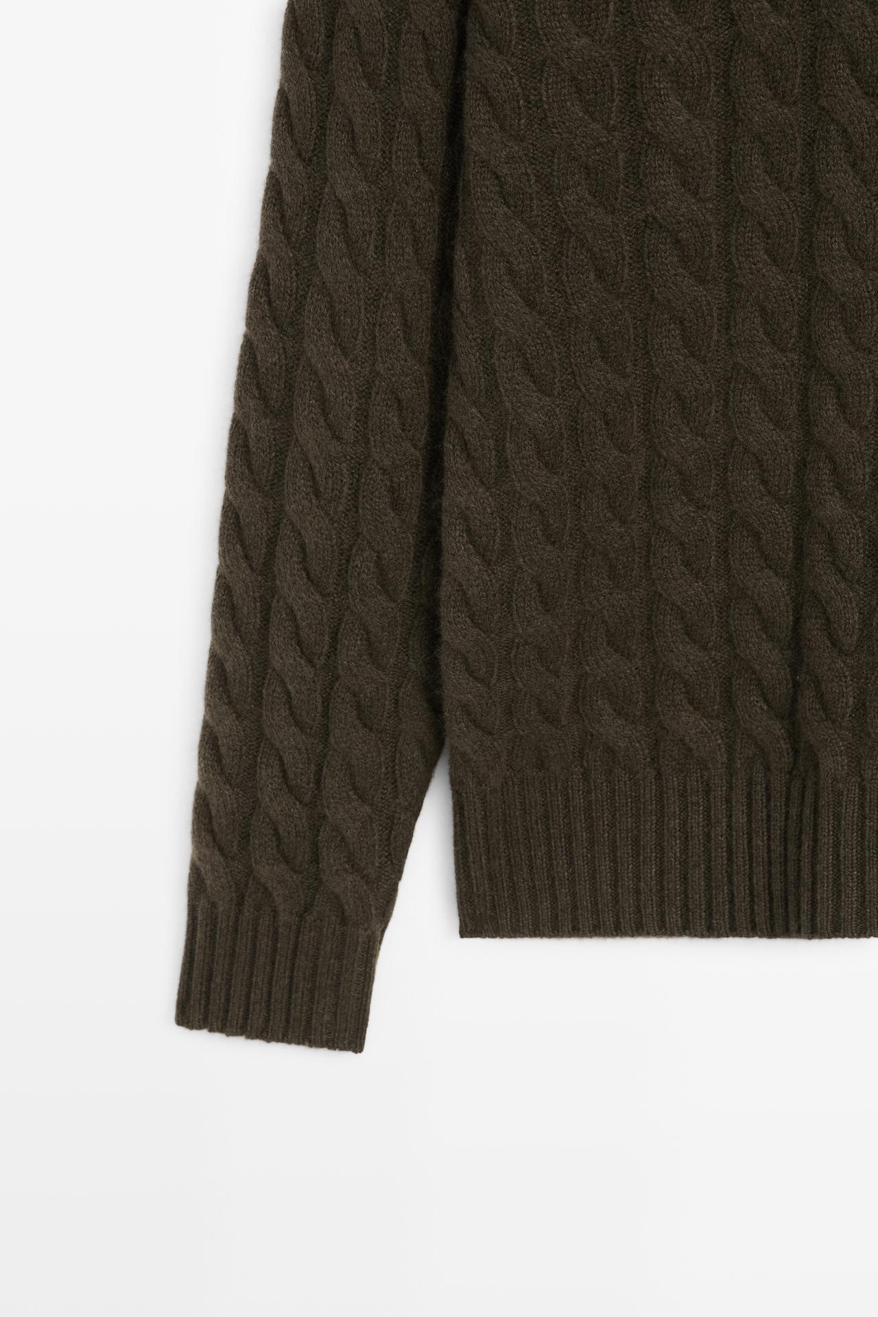 Cable-knit cashmere polo sweater — GREEN