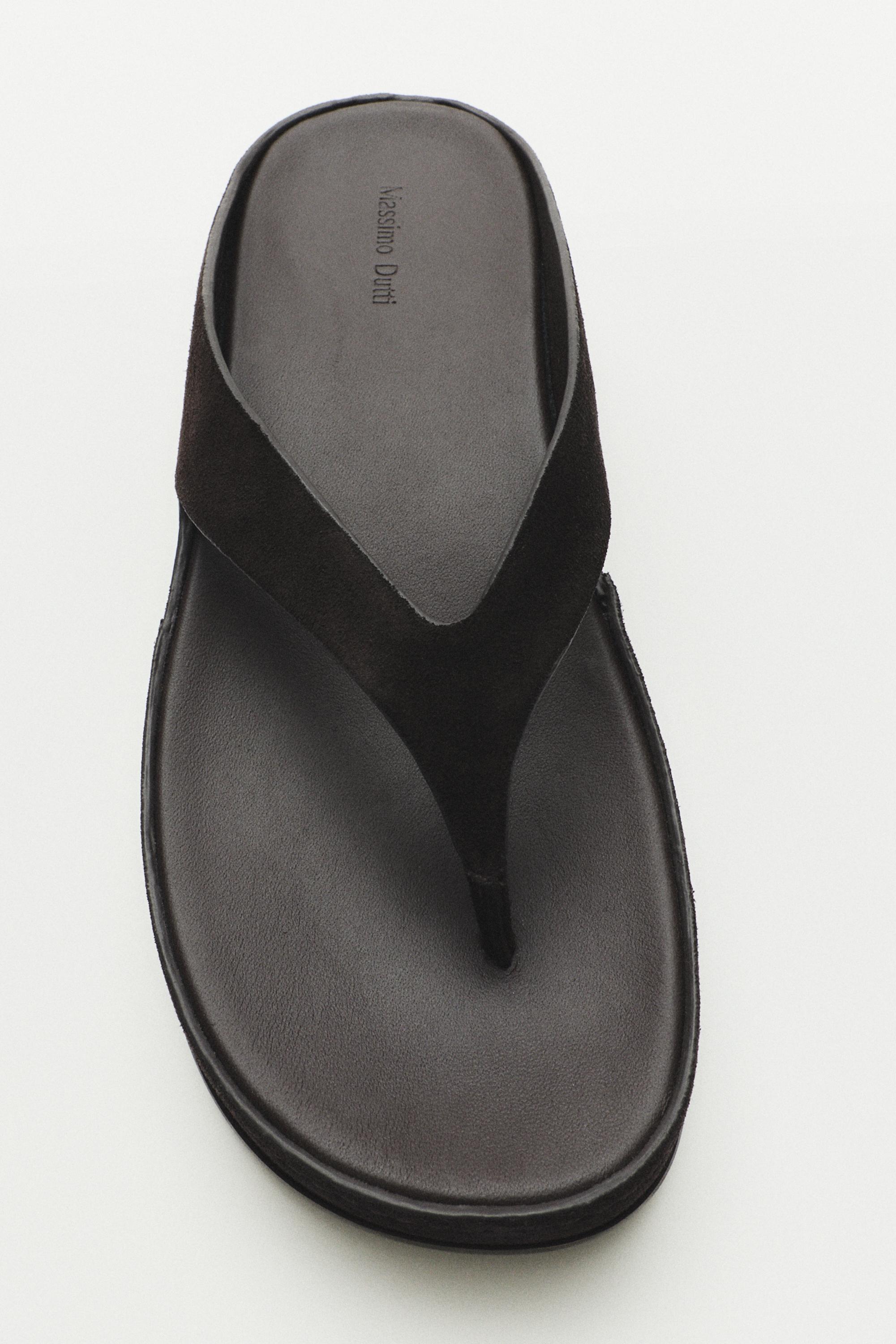Leather platform sandals — BROWN