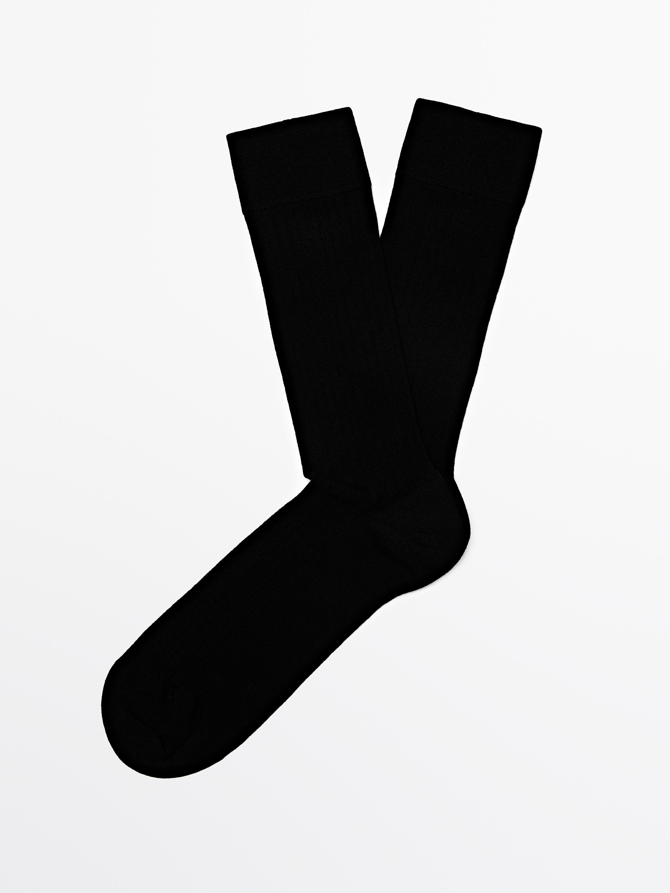 Ribbed knit wool blend socks