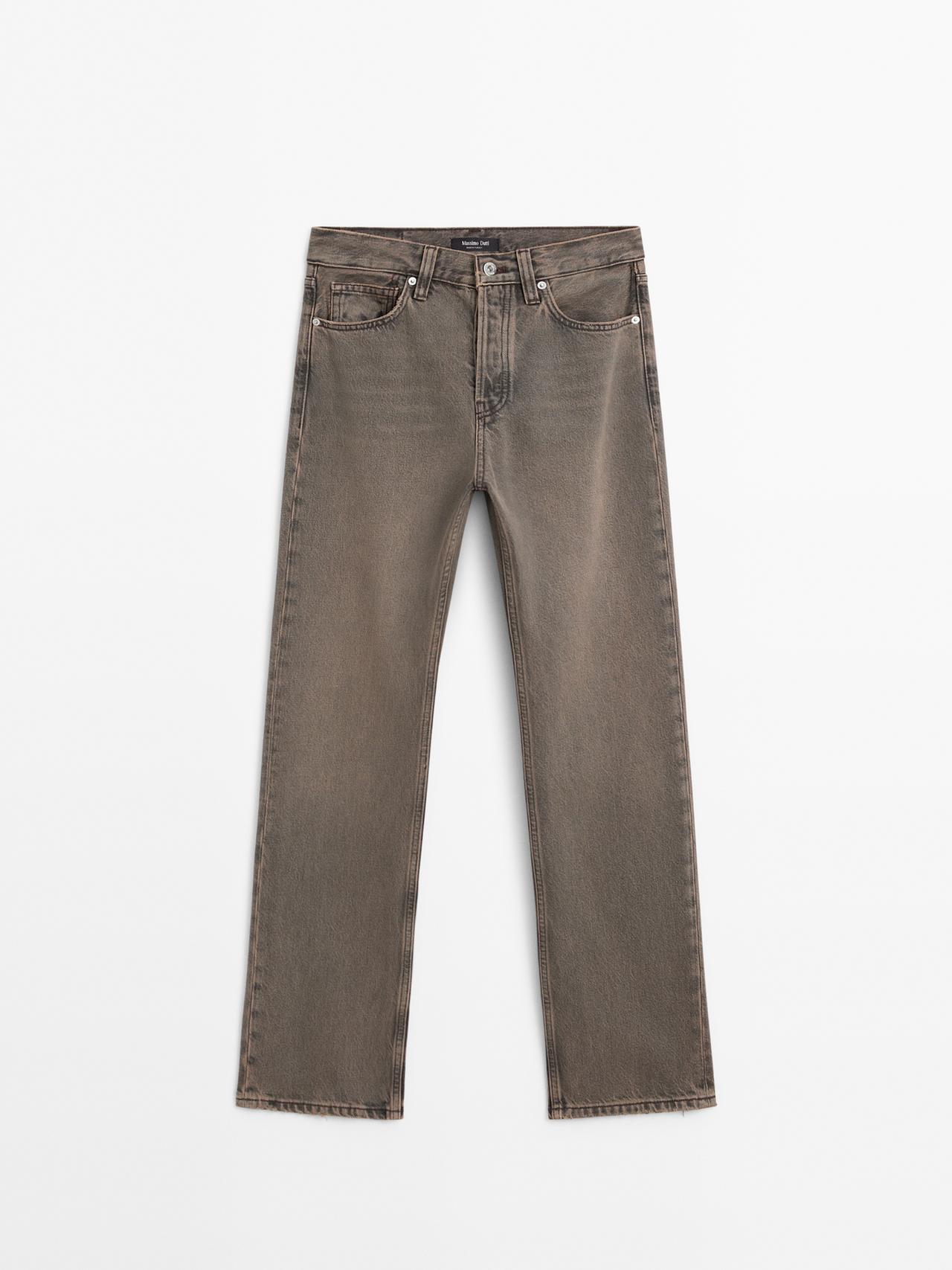 Proste Jeansy Z Wysokim Stanem - Szary Średni - 44 - Massimo Dutti - Kobieta
