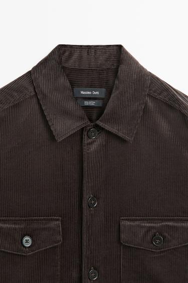 100% cotton overshirt with pocket detail — BROWN 9