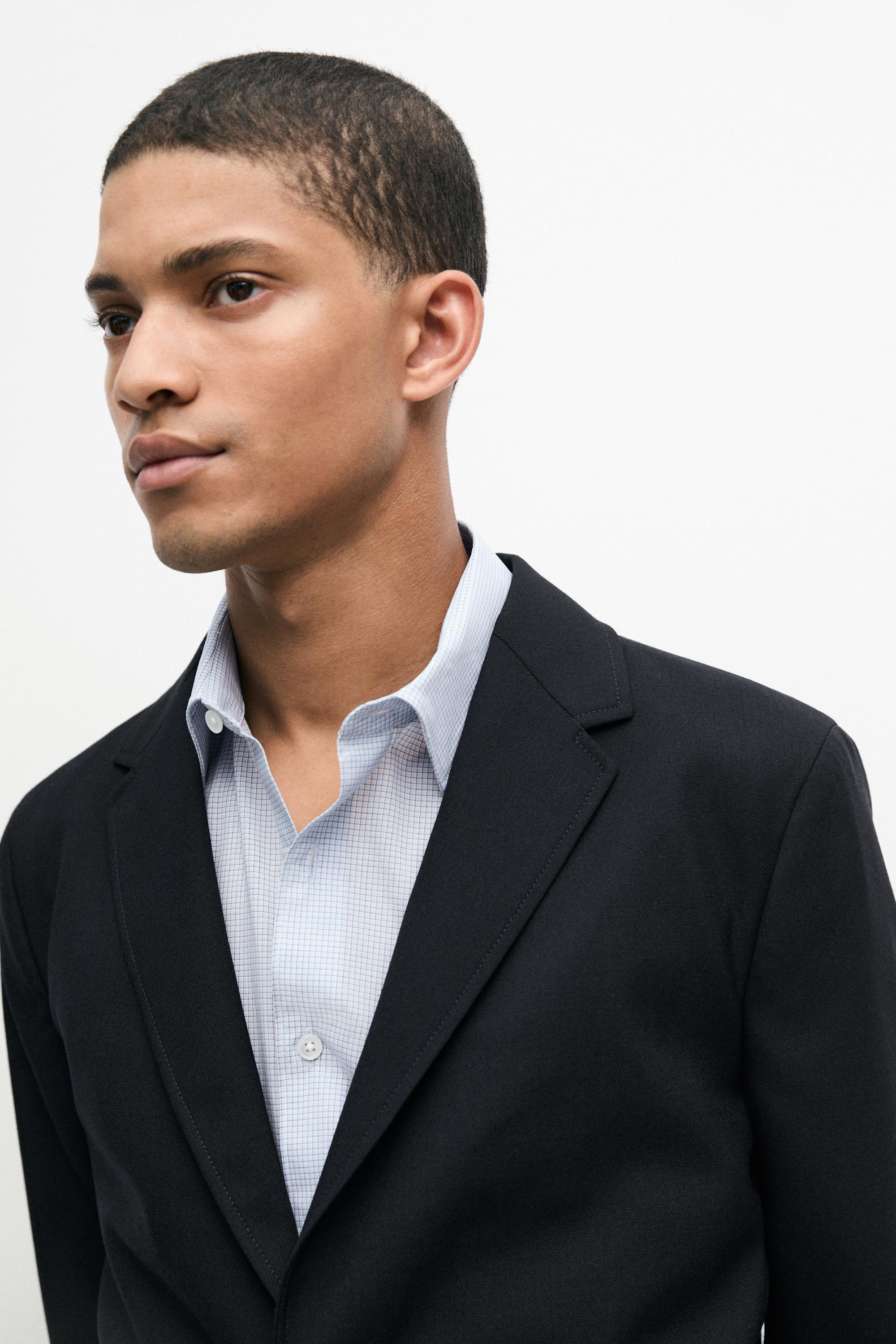 Textured cold wool blazer — DEEP BLUE