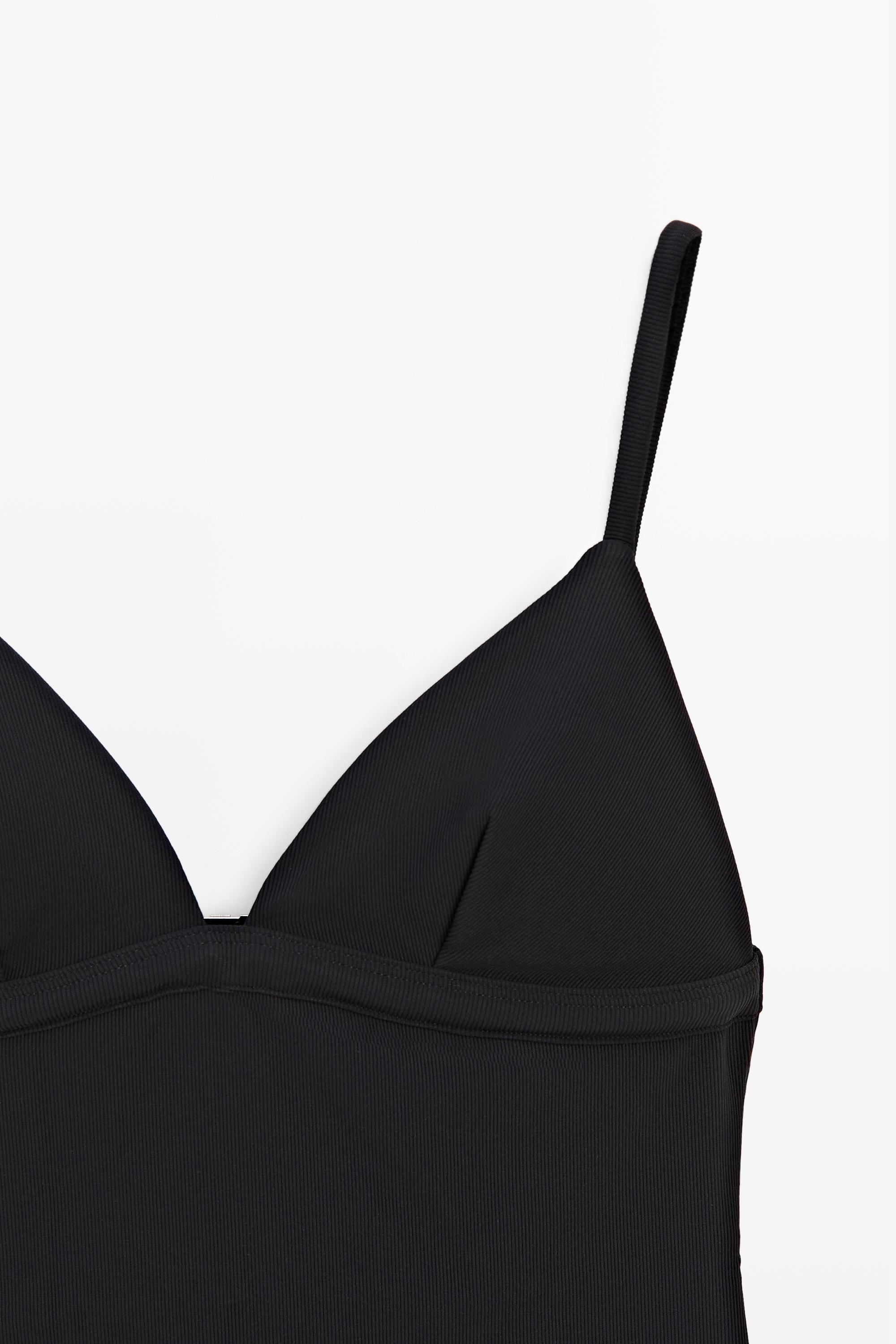 Shimmery triangle swimsuit — BLACK