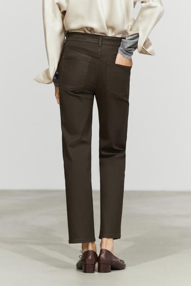 Waxed straight-leg pants — BROWN 8