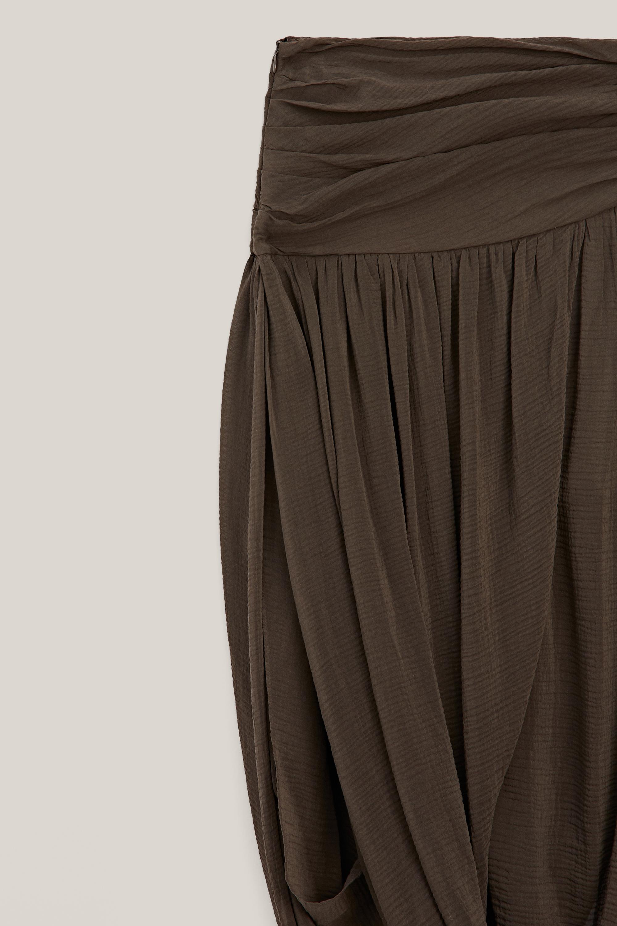 Midi skirt with puff detail - LIMITED EDITION — BROWN