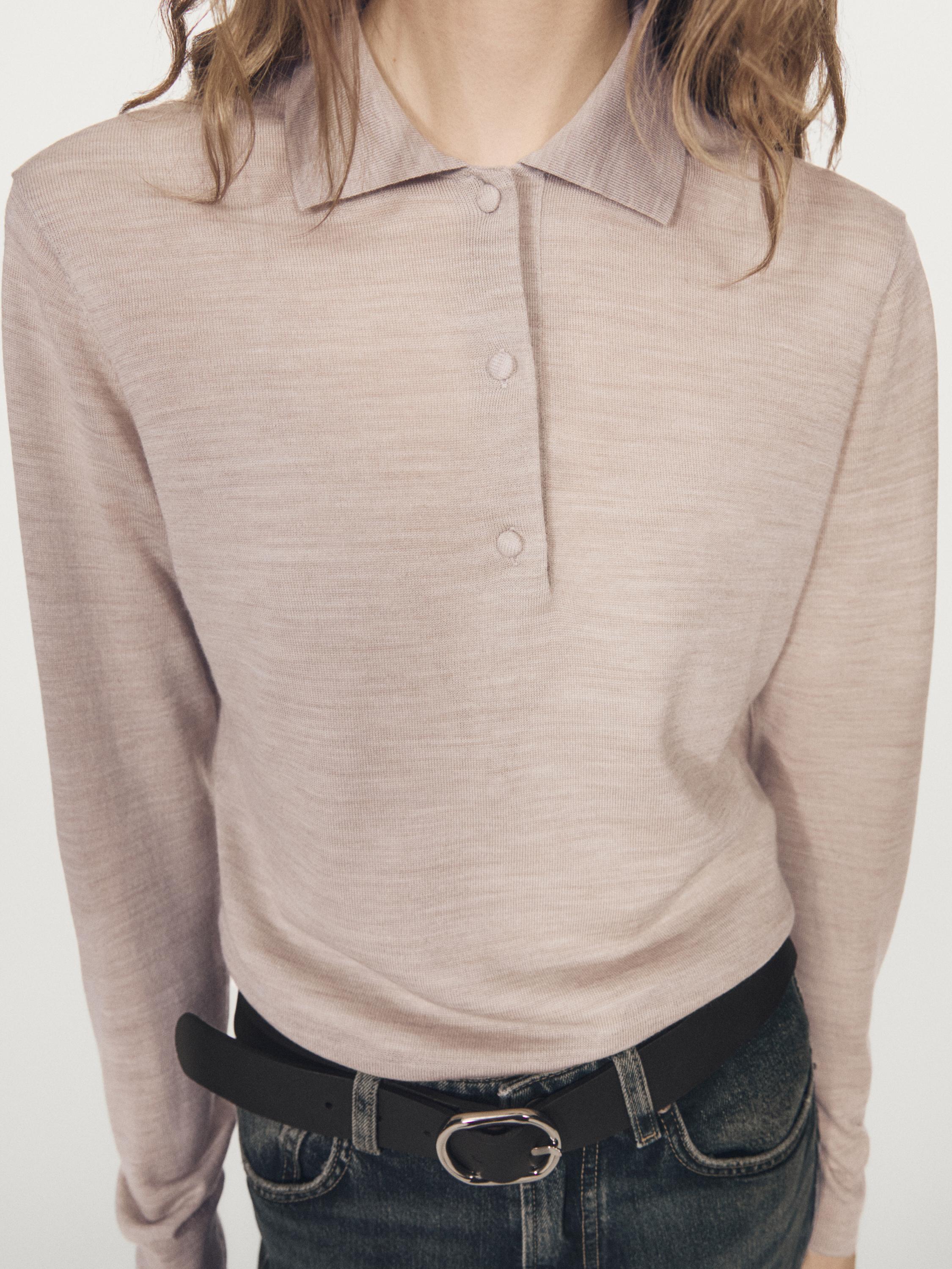 Yün örme polo yaka kazak