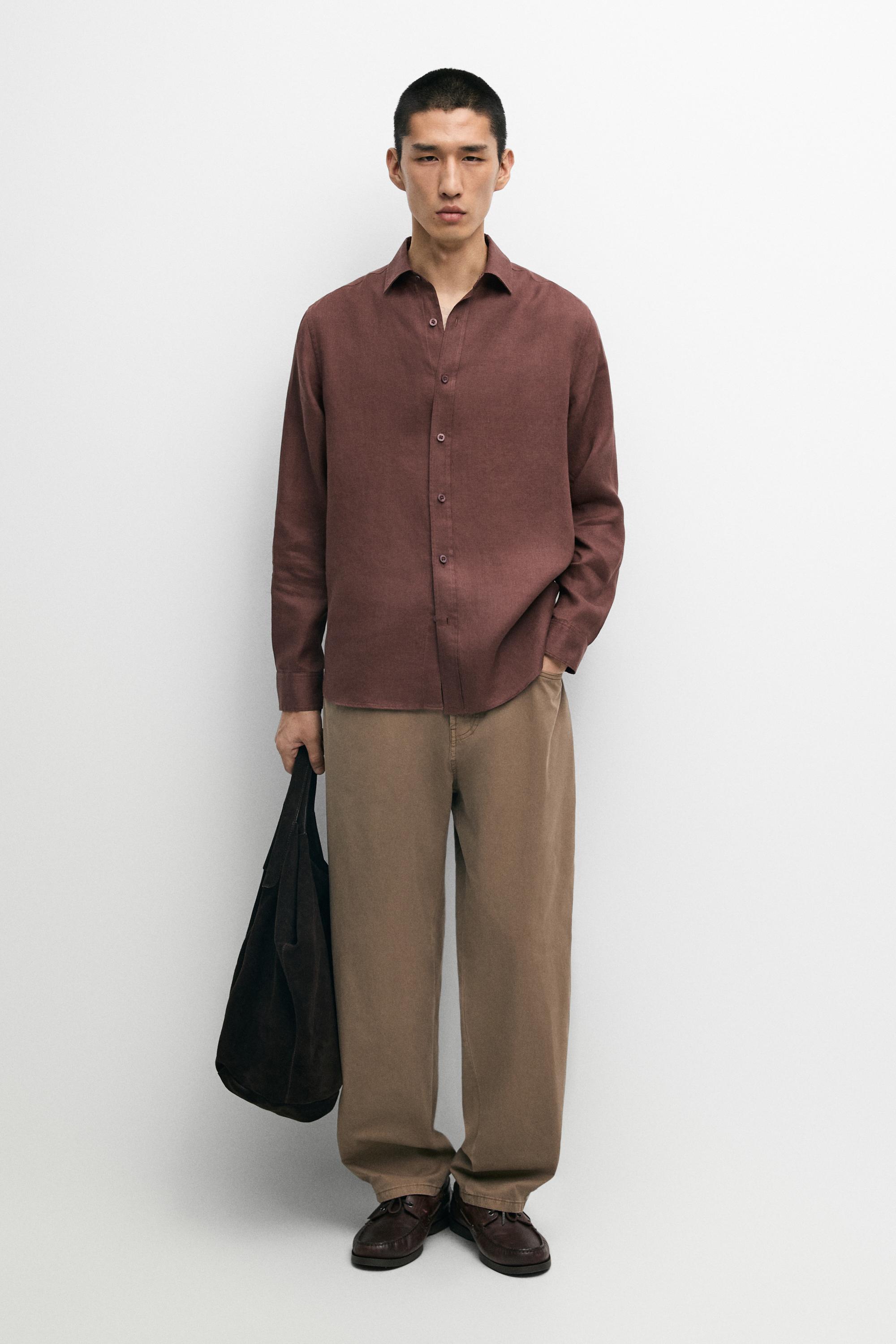 Barrel fit poplin denim-effect pants — OCHRE
