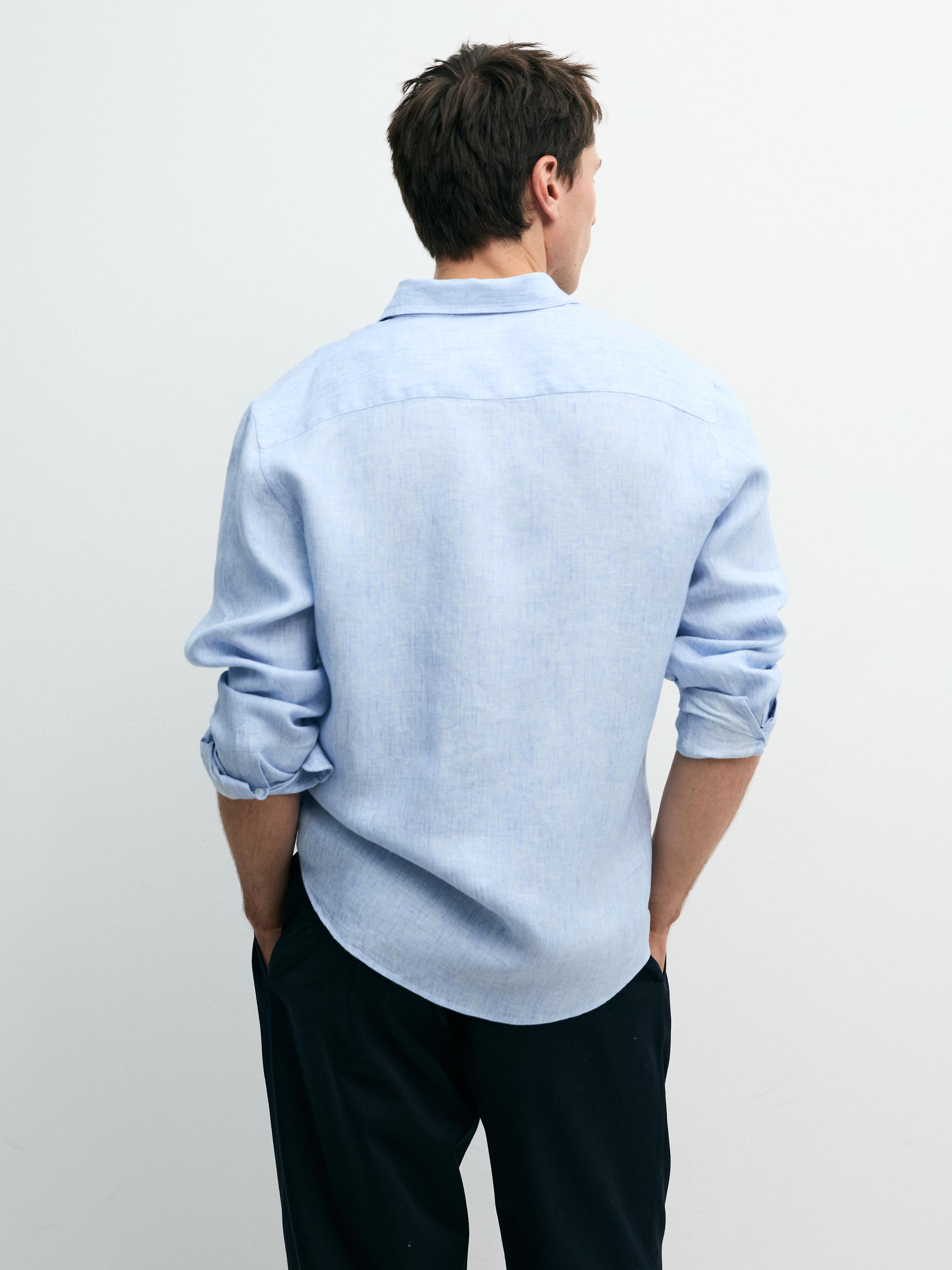 100% linen regular fit shirt — Light Blue