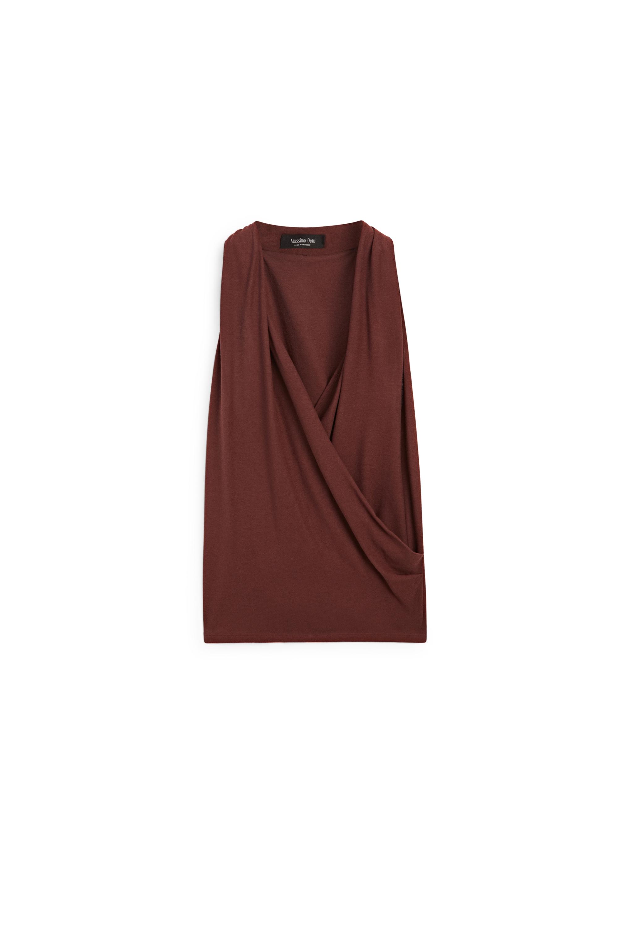 100% cotton draped surplice top — BURGUNDY