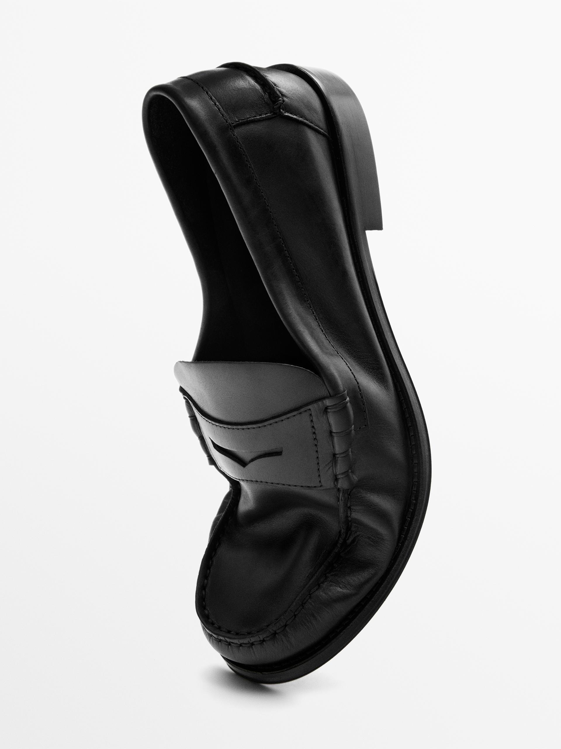 Mocassin Cuir Gras Souple - Noir - 43 - Massimo Dutti - Homme