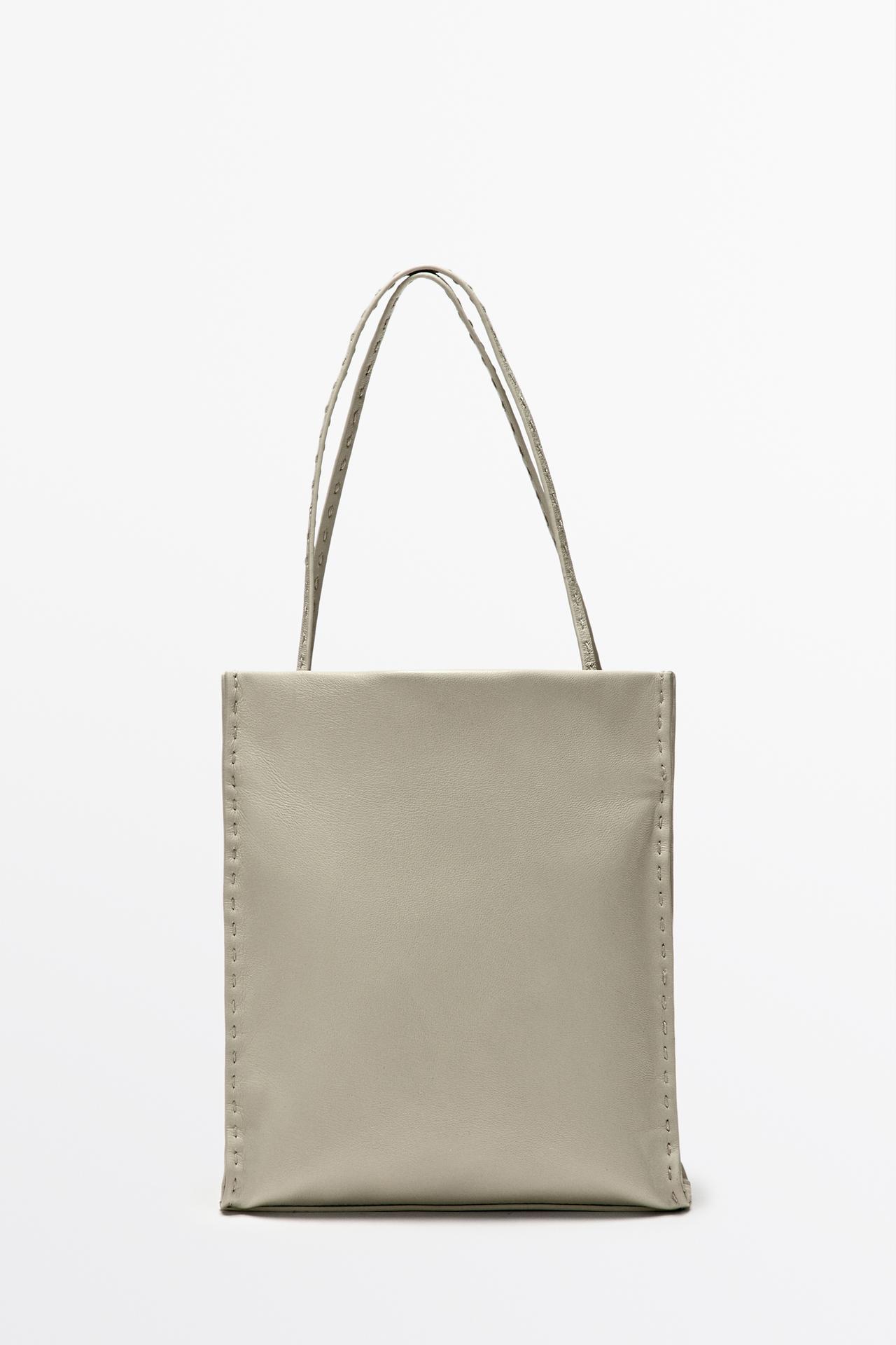 Nappa leather double compartment bag — Off white