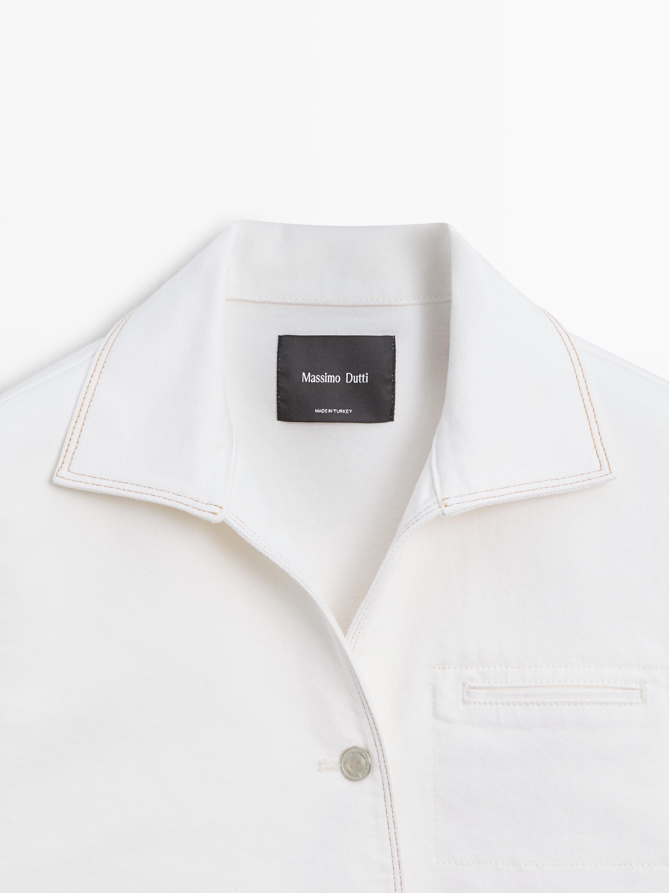 Denim jacket with contrast seam — WHITE