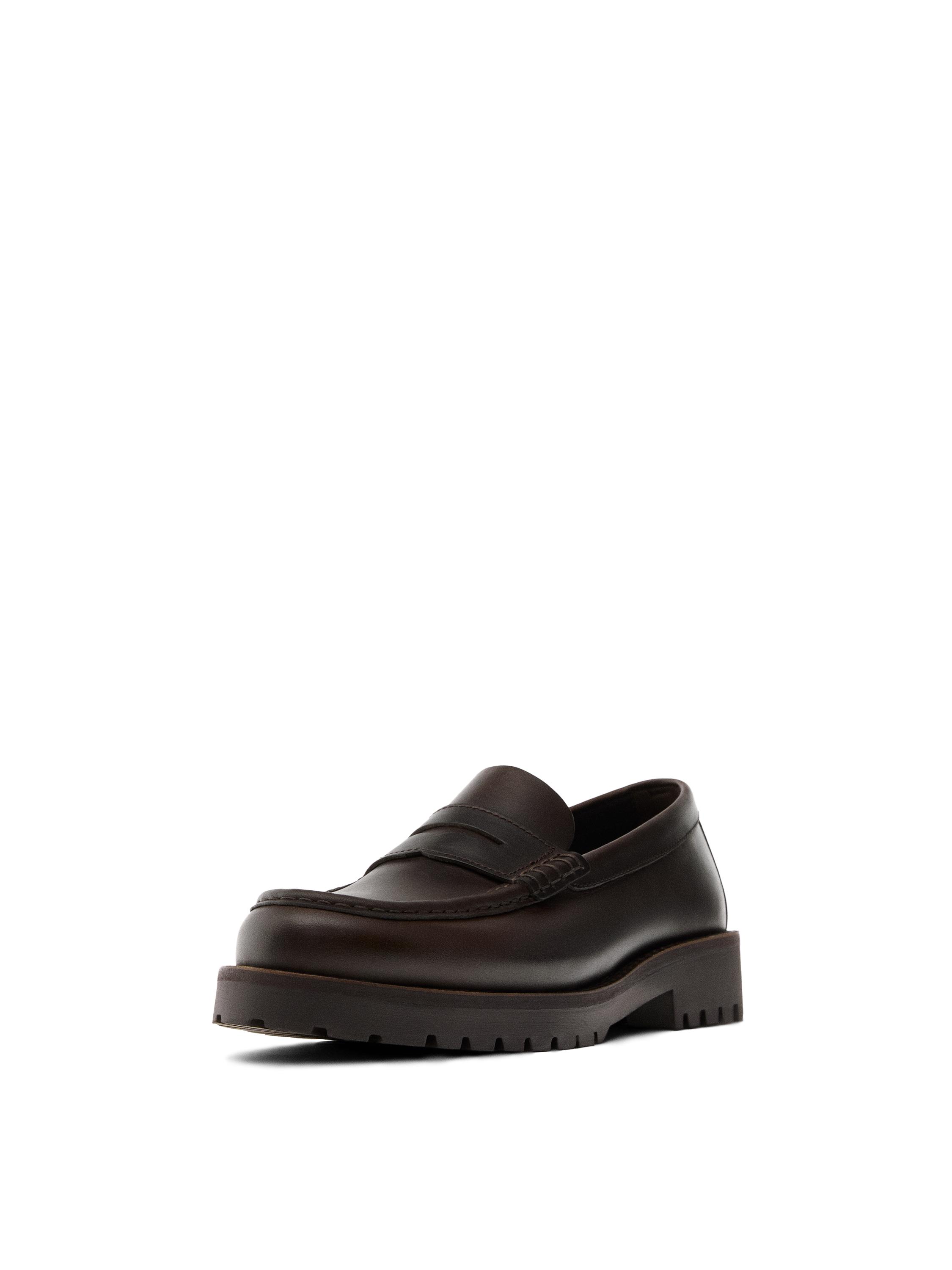 Moc toe loafers with track sole — BROWN