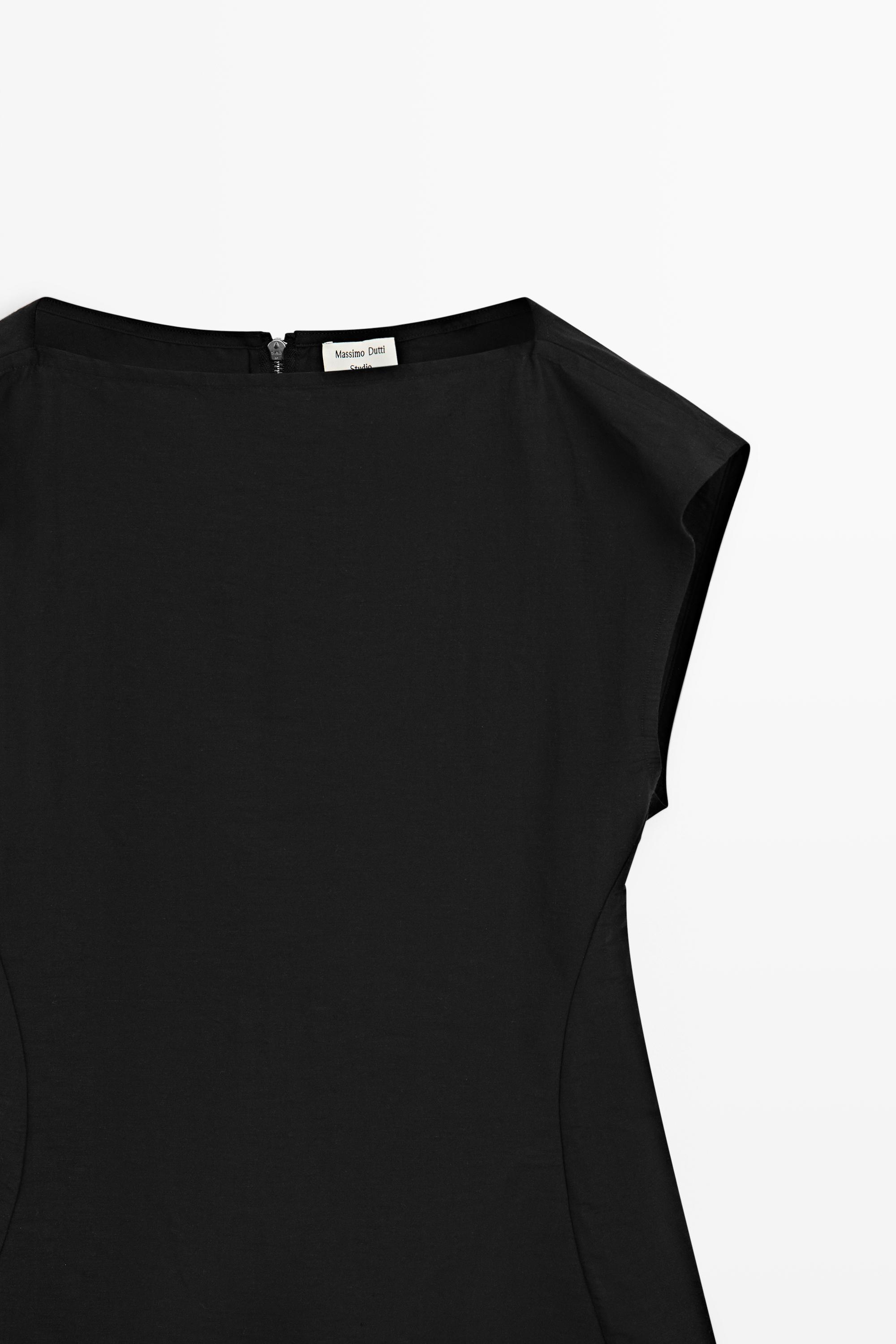 Fitted zip-detail top - STUDIO — BLACK