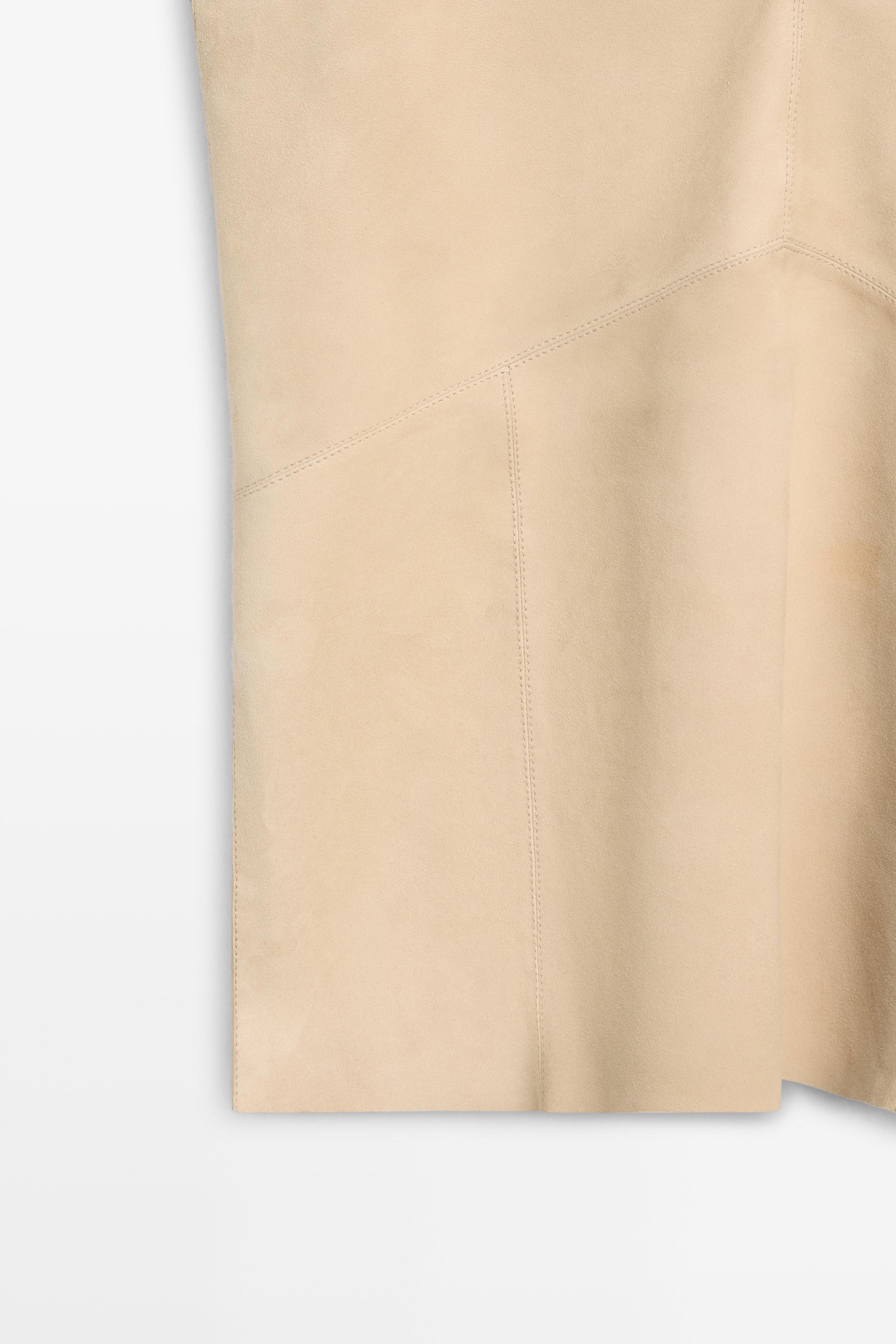 Sleeveless suede leather top — BEIGE