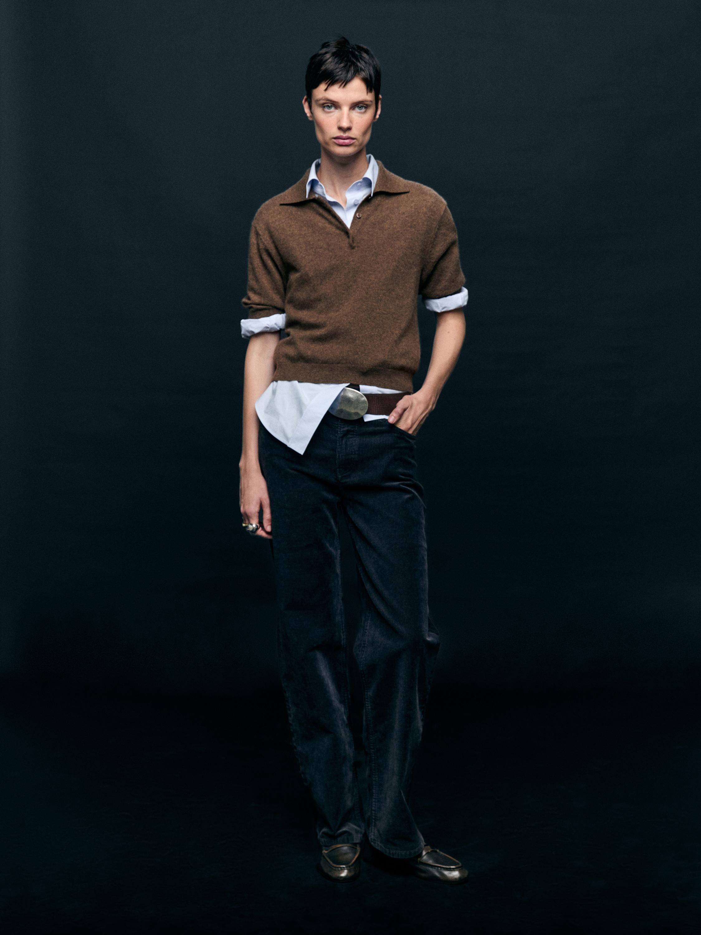Jersey punto manga corta 100% cashmere