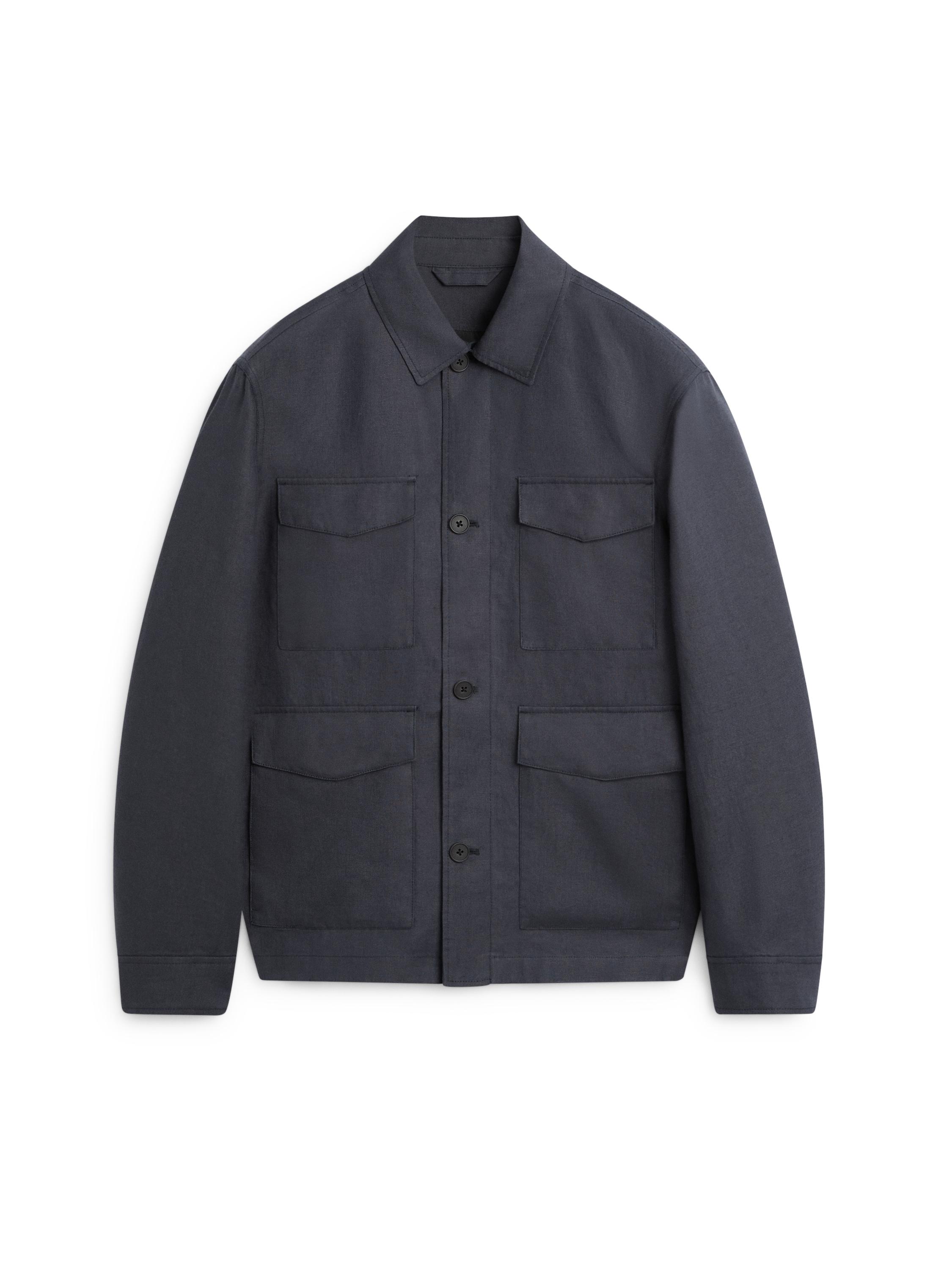 Lightweight linen jacket with pockets — BLUE