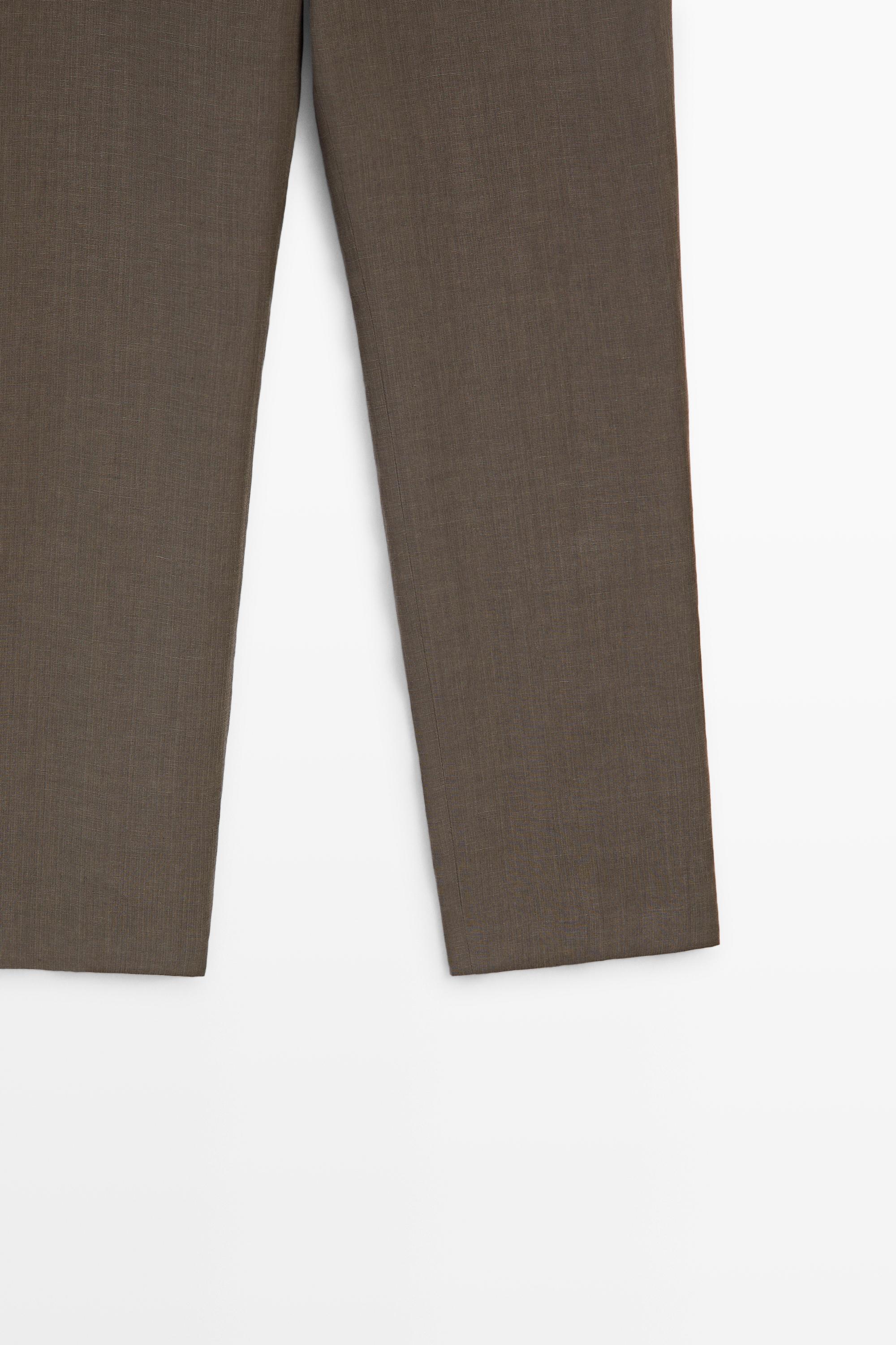 Linen-blend tailored pants - STUDIO — BROWN