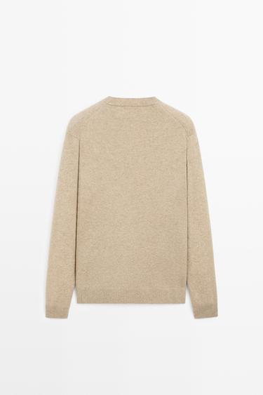 Wool blend round neck knit sweater — Washed 6