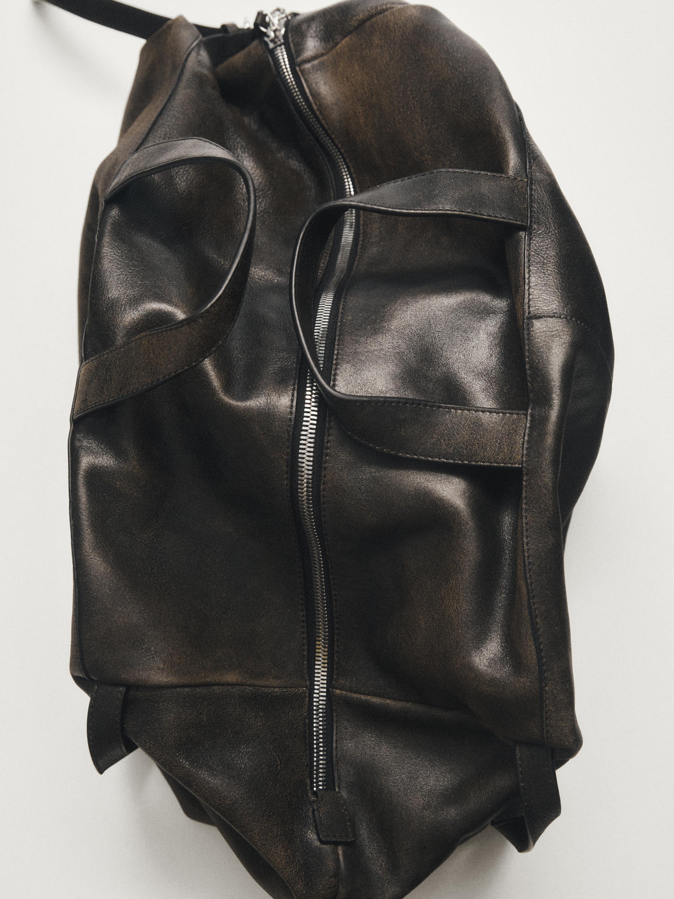 Crackled nappa leather duffle bag