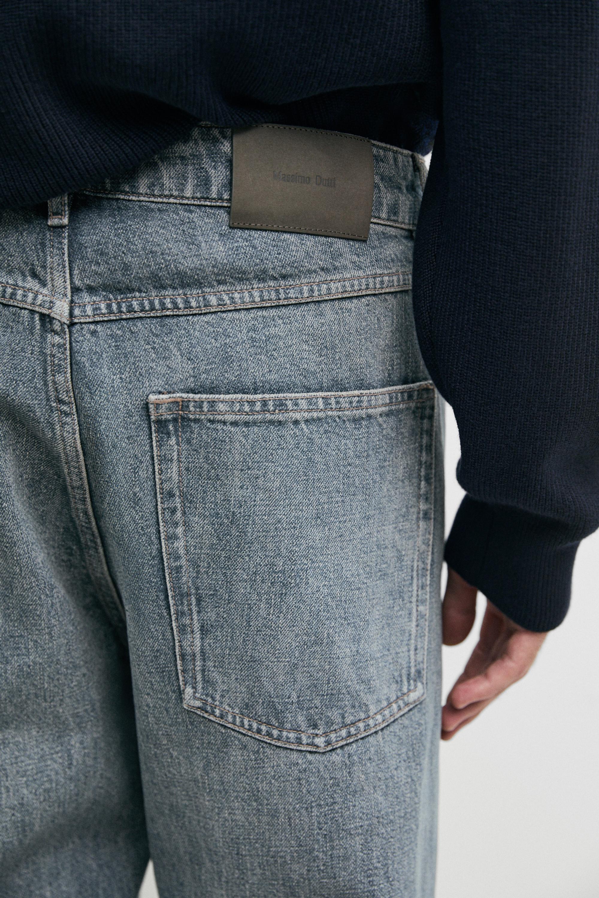 100% cotton wide-leg jeans — MEDIUM BLUE