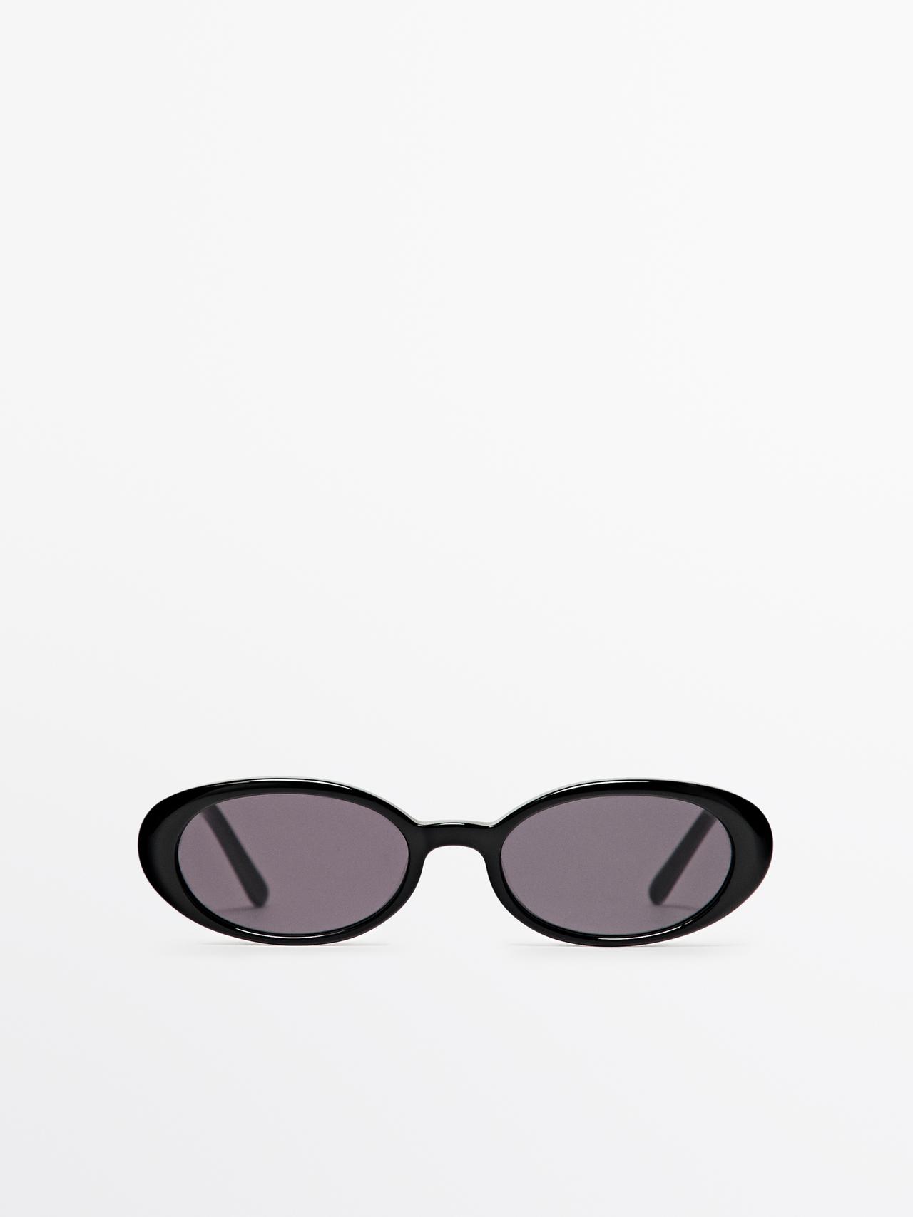 Małe Owalne Okulary Przeciwsłoneczne - Czarny - 01 - Massimo Dutti - Kobieta