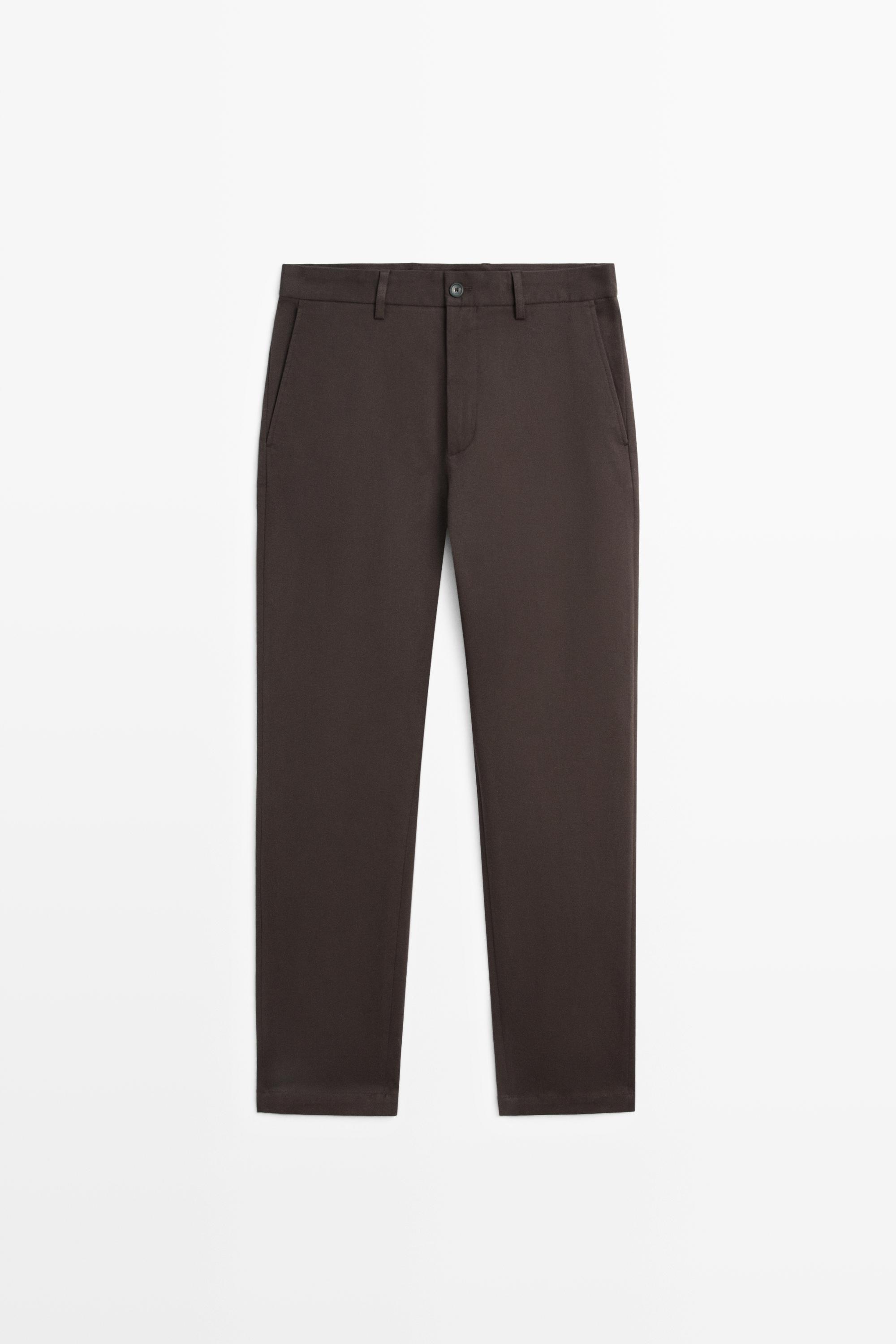 Cotton blend straight-leg pants