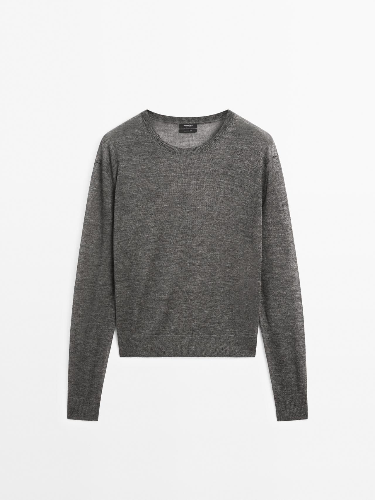 Massimo Dutti - Dame - Finstrikket Trøje I 100 % Kashmir - Koksgrå - L