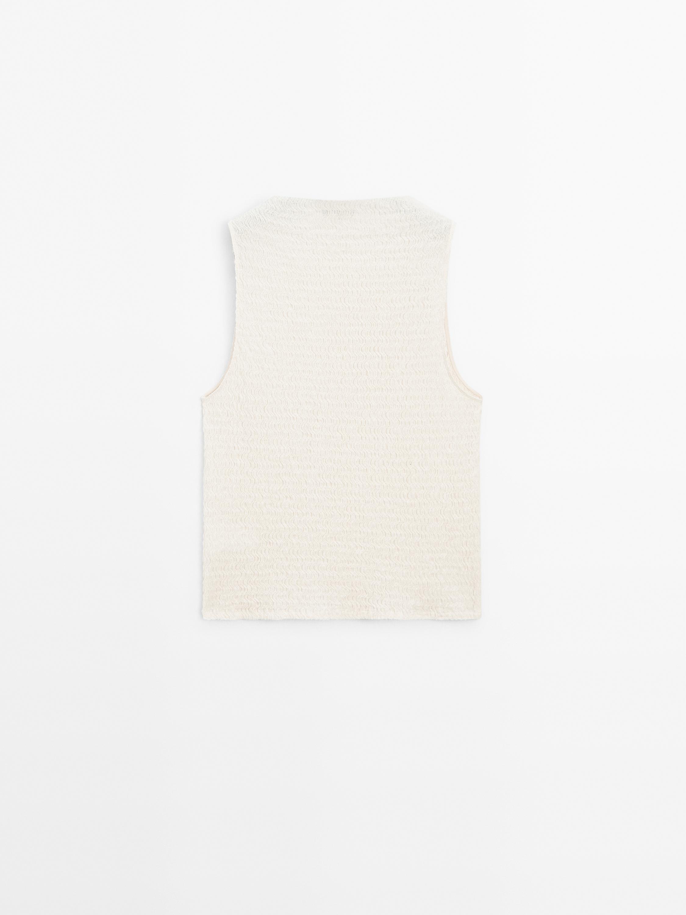 Textured cotton blend top