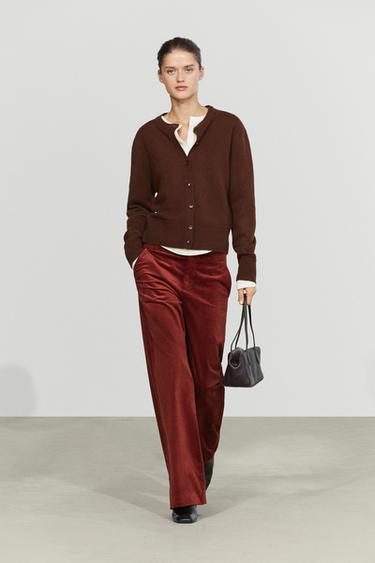 100% Wool Short Knit Cardigan — MAROON 1