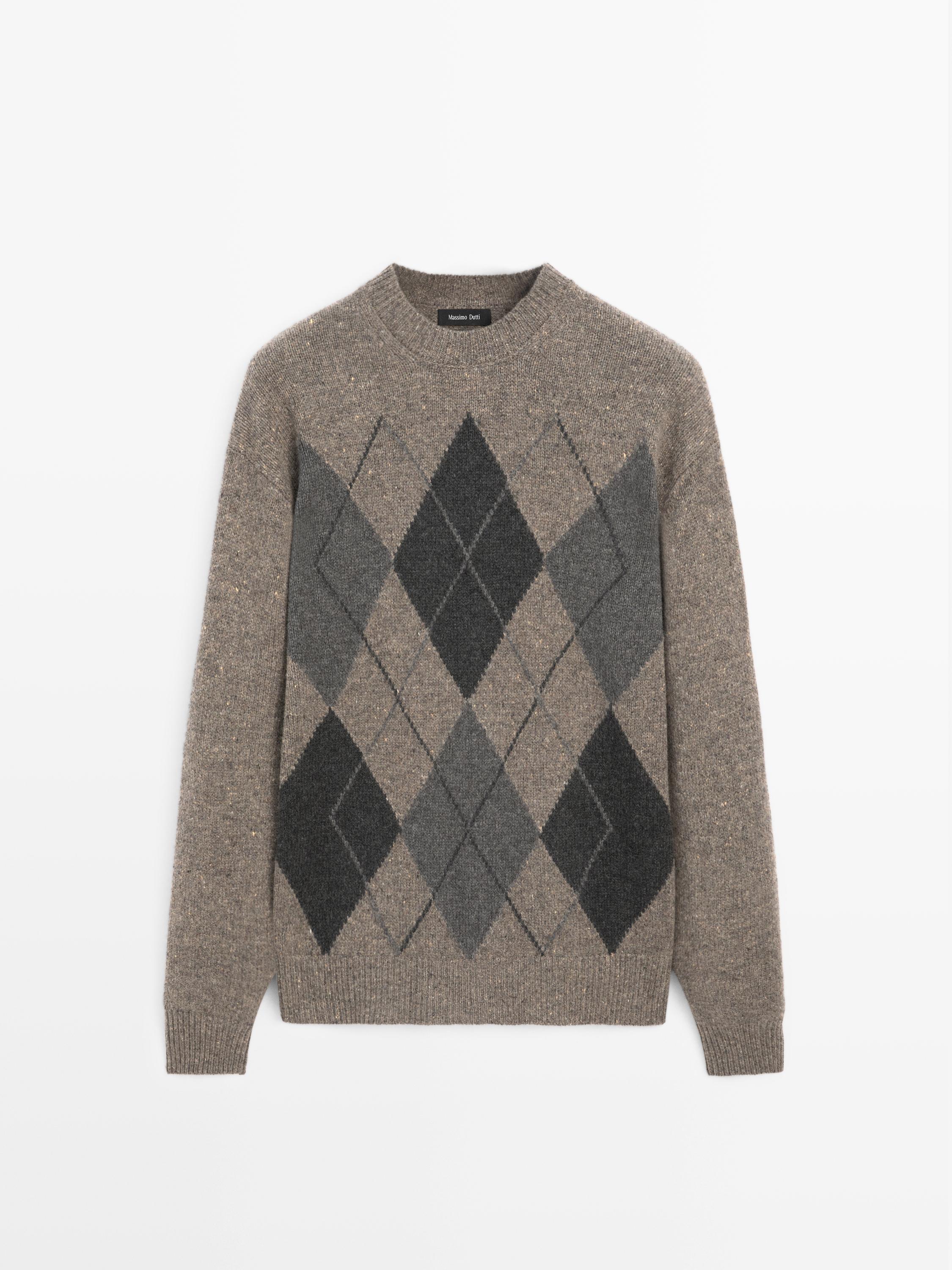 100% wool Argyle knit sweater