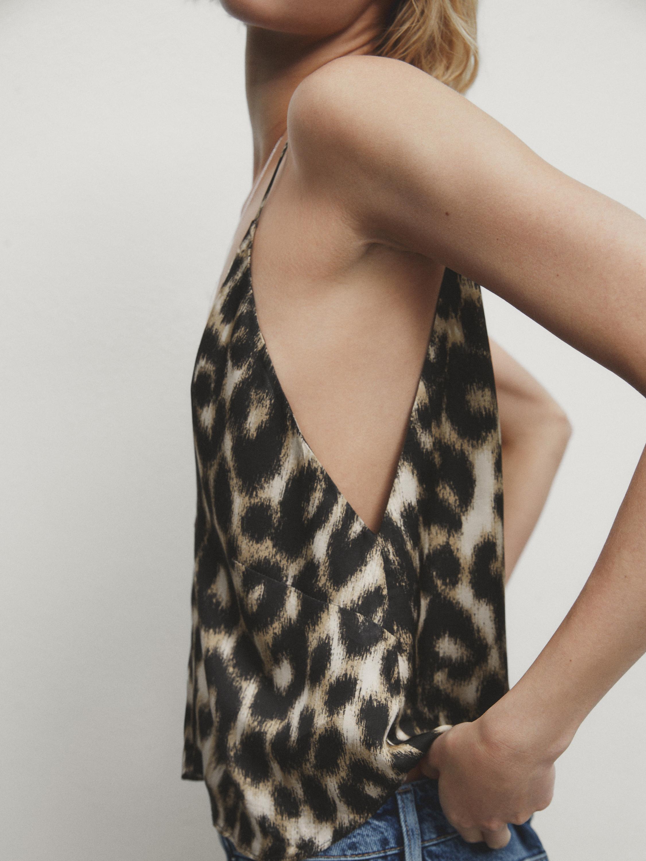 Animal print loose strappy top co-ord