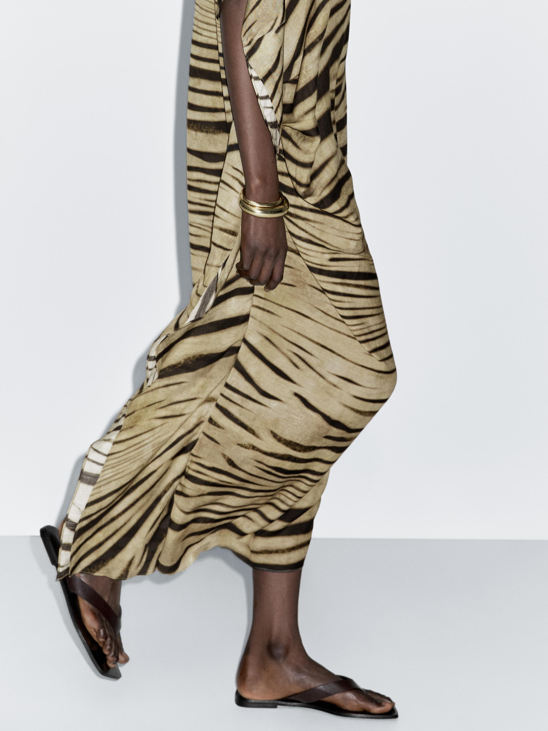 Robe longue type tunique à imprimé animal