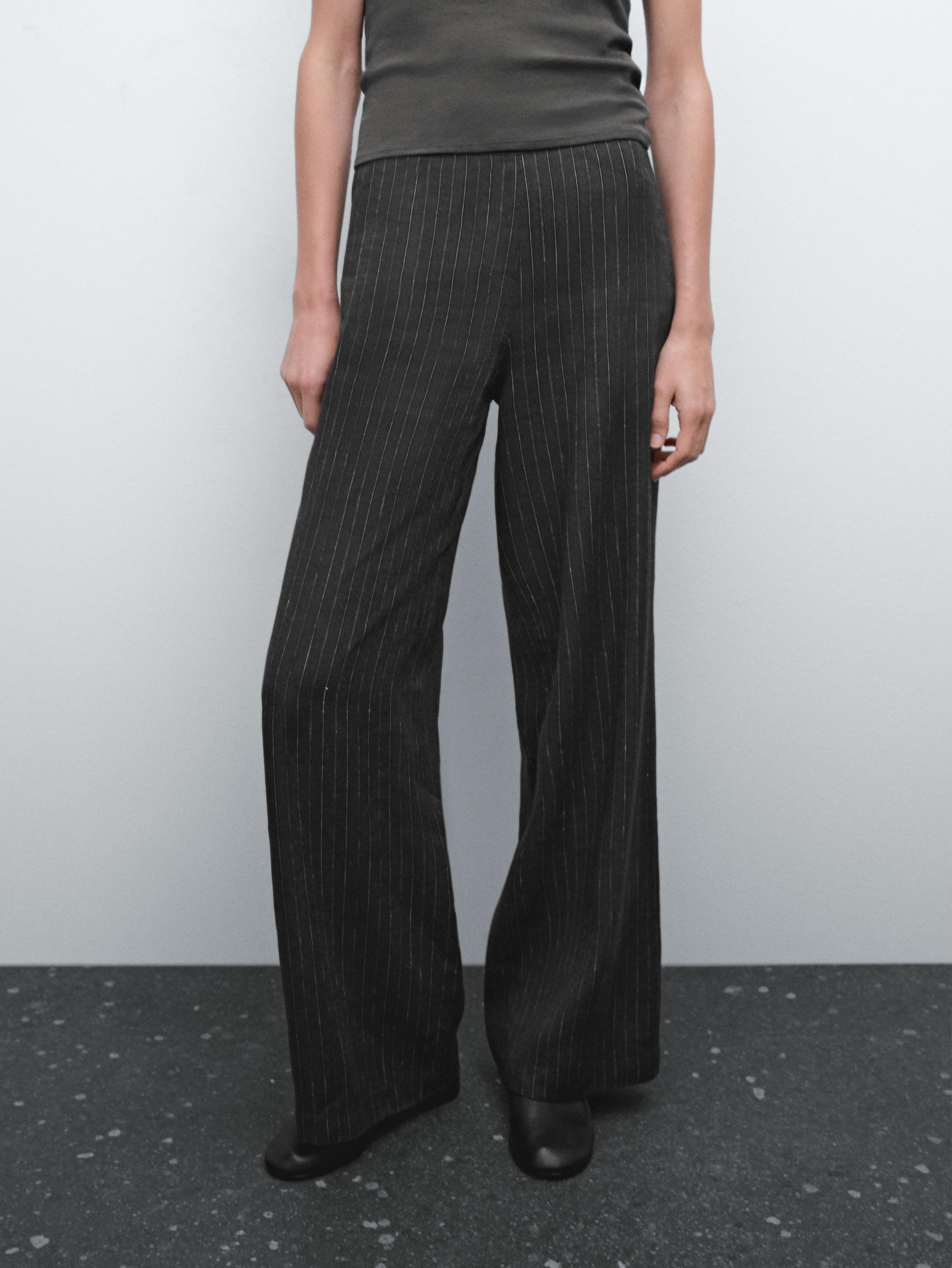 Pinstriped suit trousers