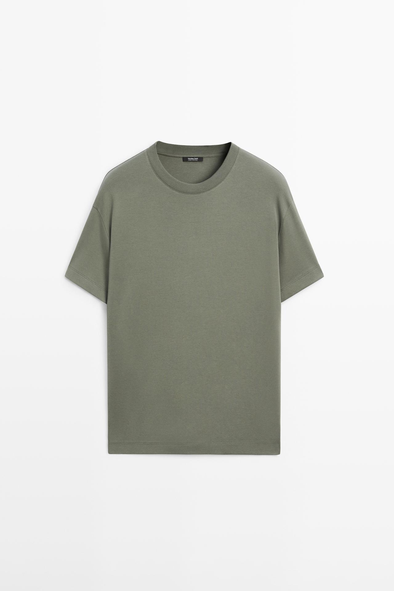 Massimo Dutti - Herre - Kortærmet T-Shirt I 100 % Bomuld - Mosgrøn - S