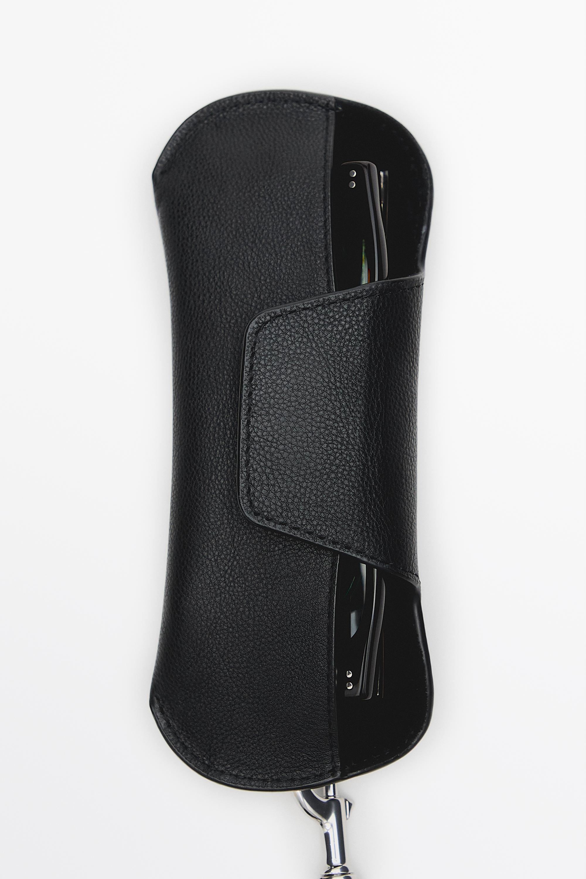 Nappa leather sunglasses case — BLACK