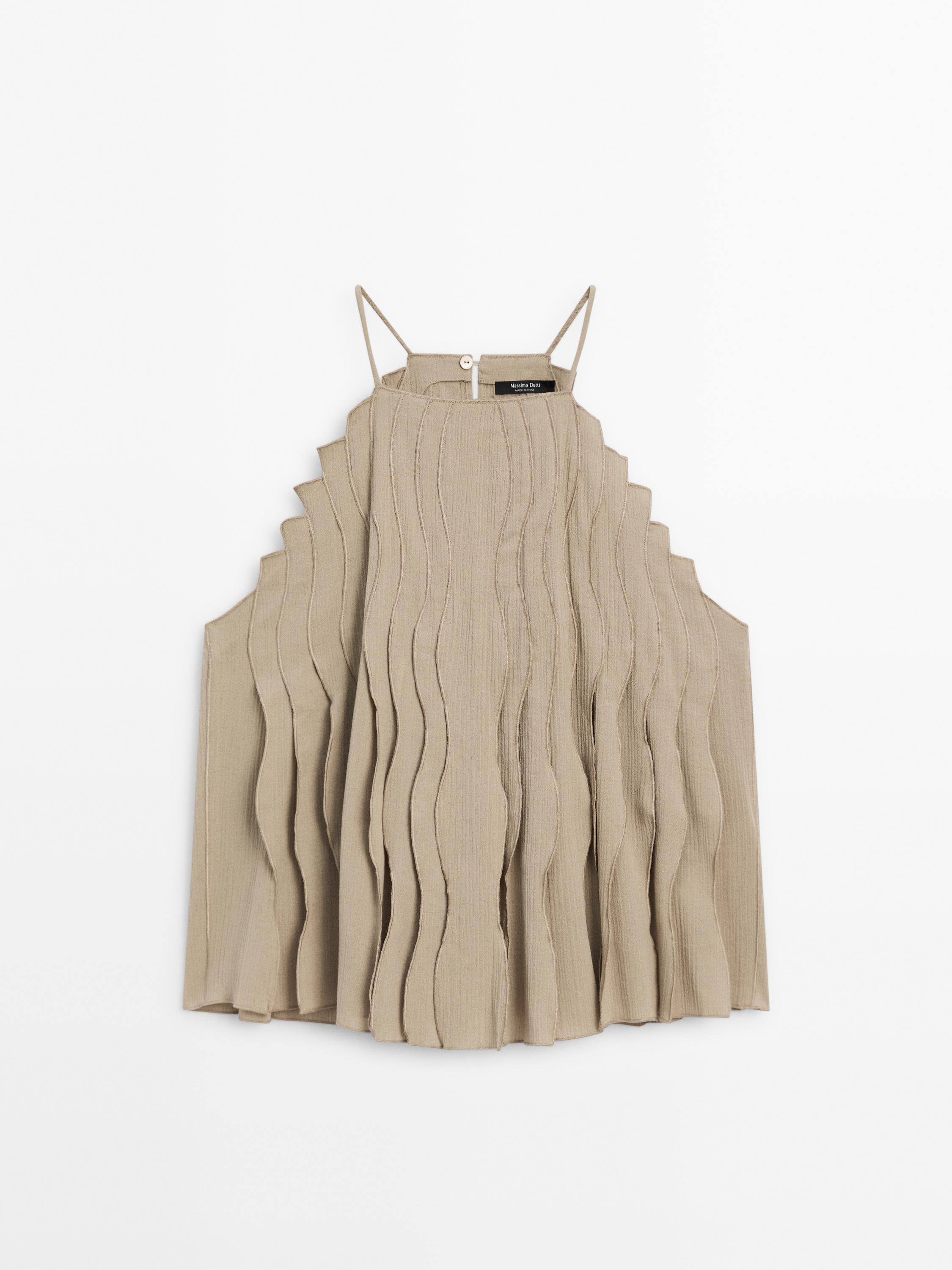 Top halter pliegues ondulados