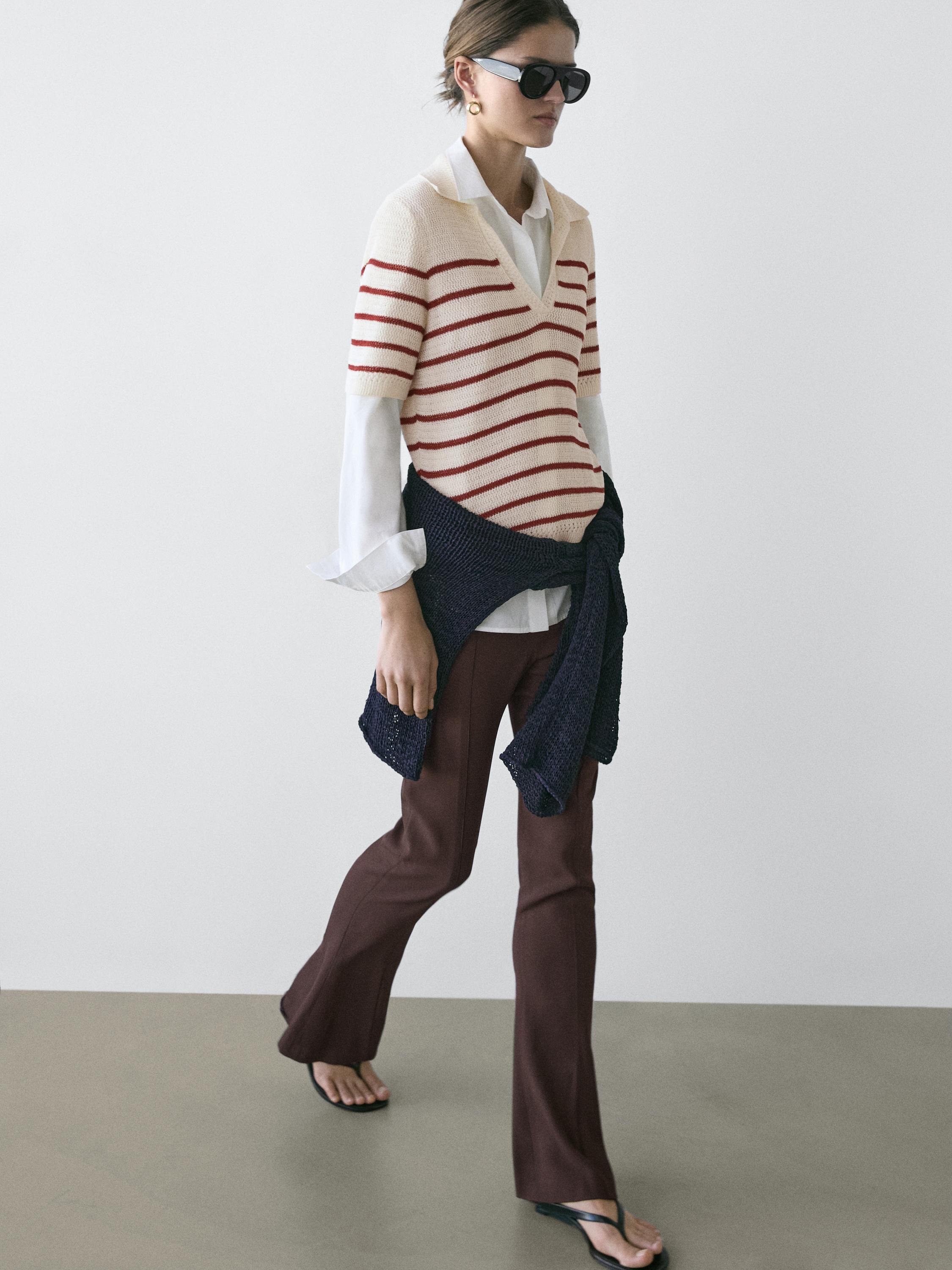 Flared trousers with pocket — BROWN