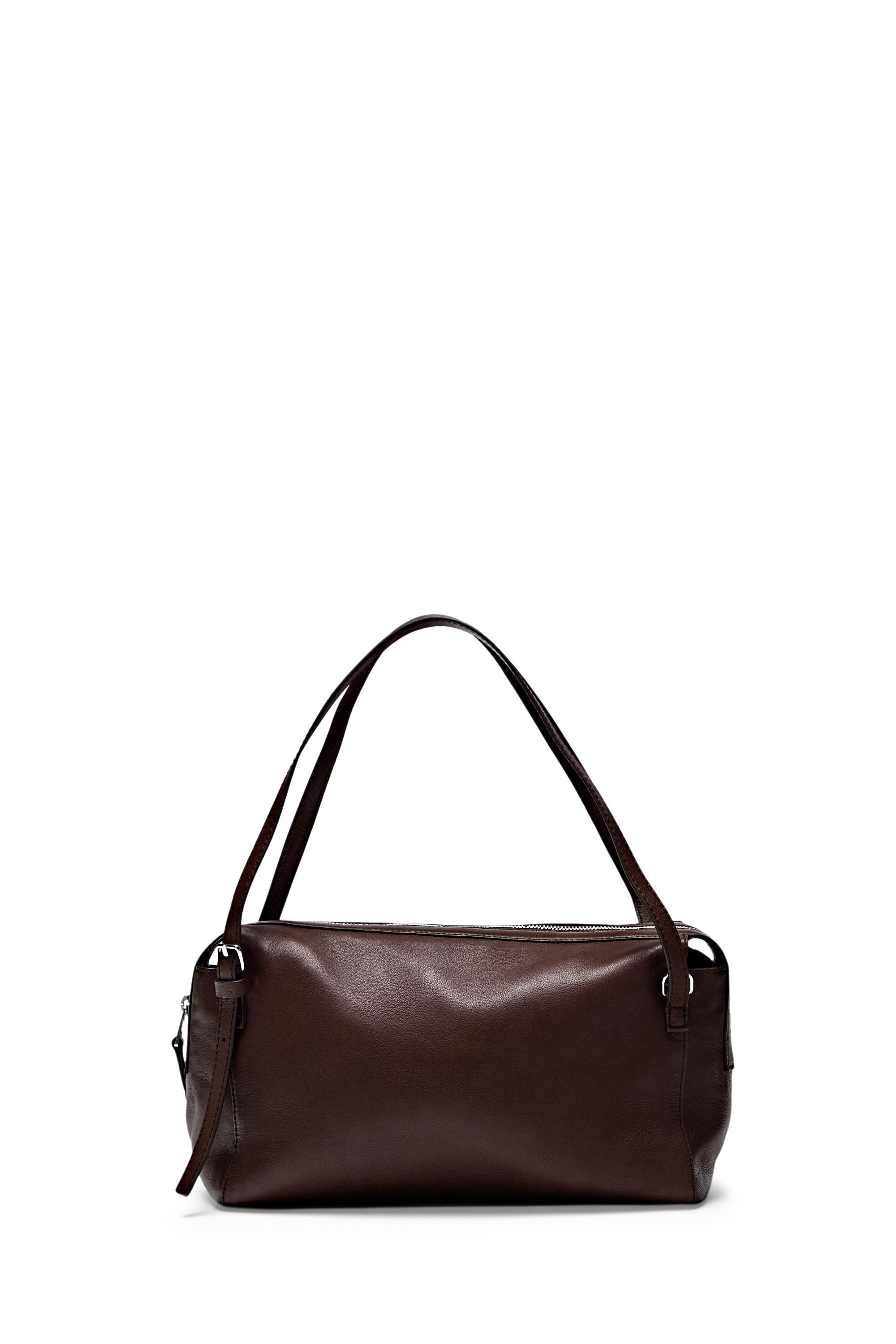 Medium nappa leather satchel bag — BROWN MARL